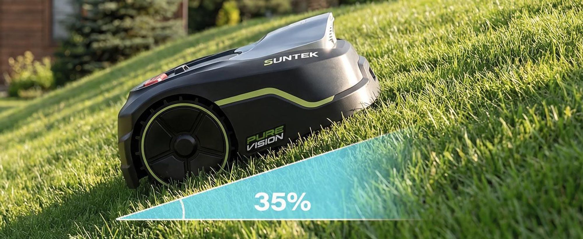 SUNTEK SRM2050 Mähroboter ohne Begrenzungskabel, KI Pure Vision Rasenmäher Roboter für 500 m² mit automatischer Kartierung,APP-Steuerung mit Garage