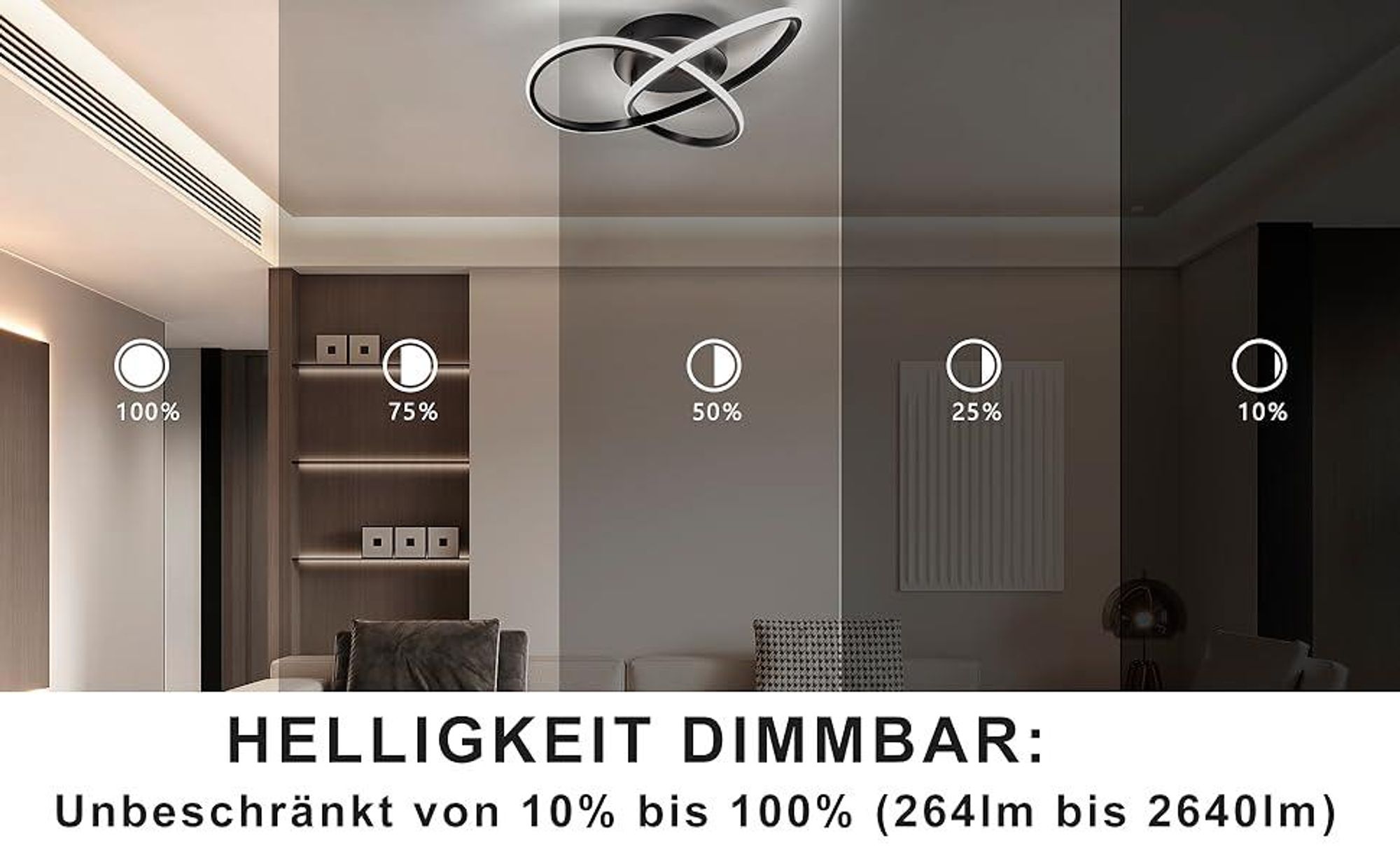 ZMH Lampada da soffitto Dimmerabile a LED nero con telecomando 40CM 33W Moderna lampada di design geometrico per soggiorno camera da letto cucina corridoio