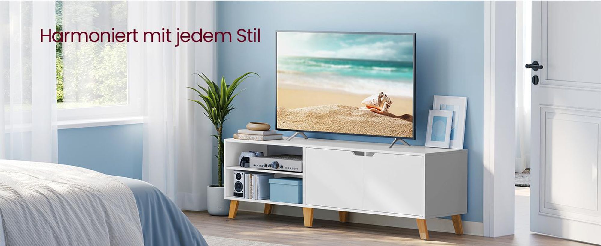 VASAGLE Lowboard TV-Schrank, Lange 160 cm, für Fernseher bis zu 65 Zoll