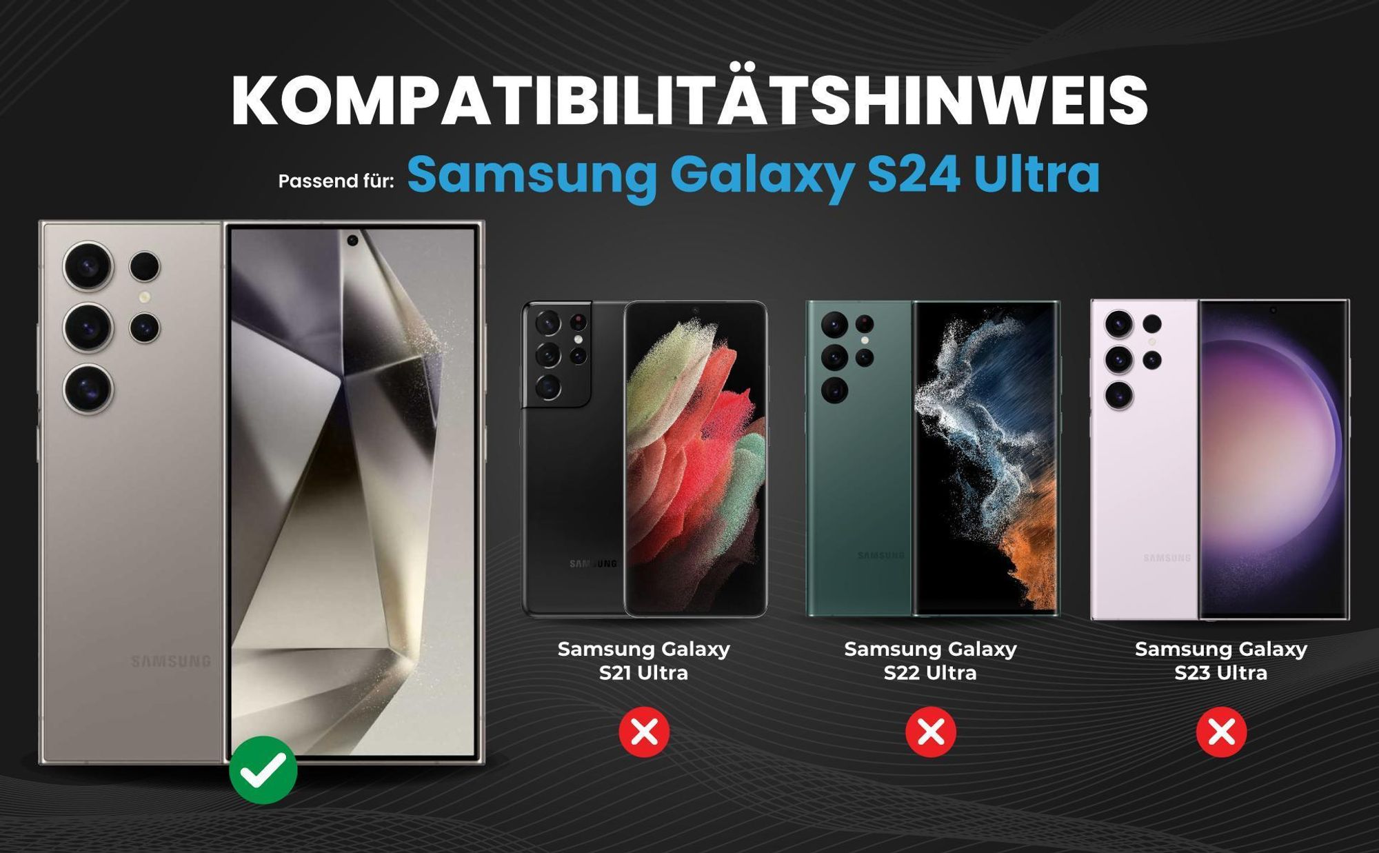 Kompatibilitätshinweise Hülle für Samsung Galaxy S24 Ultra