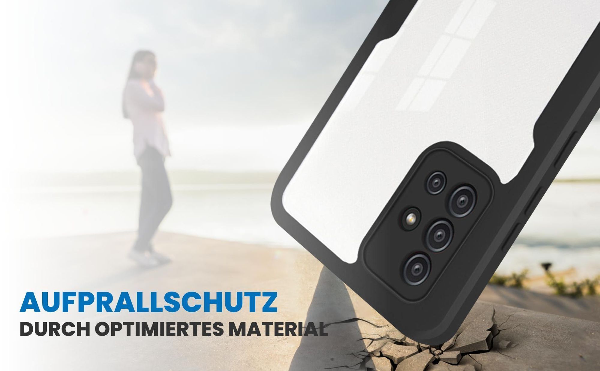 Schwarzes Front Back Cover für Samsung Galaxy A52 / A52 5G / A52s 5G mit Aufprallschutz