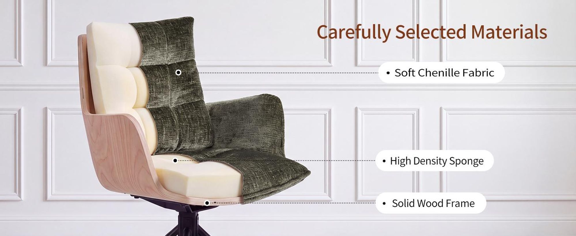 Duhome Sedia da pranzo girevole a 360° Set di 2 poltrone lounge Sedia in ciniglia con funzione di ritorno per ufficio, cucina, soggiorno, camera da letto, verde