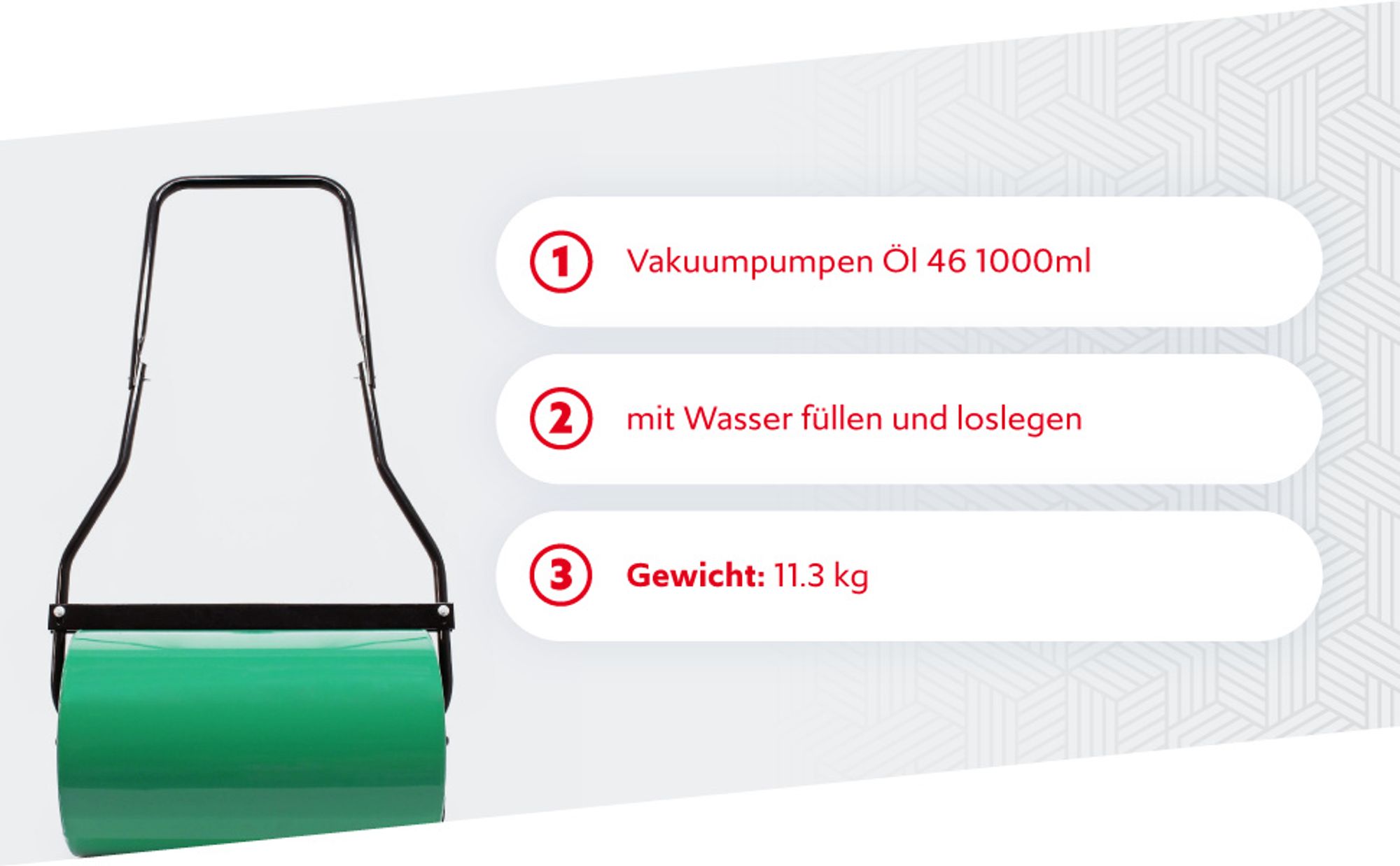 Wiltec Rasenwalze 32 x 50 cm mit Schmutzabstreifer, Gartenwalze mit 40 l Füllmenge, befüllbare Walze für Rasen mit 50 cm Rollbreite