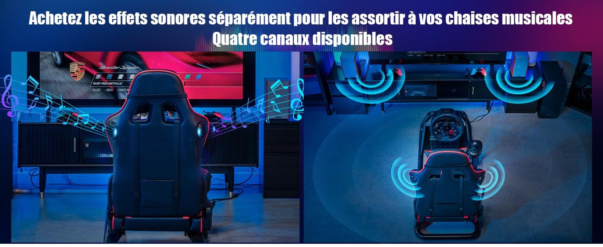 GTPLAYER simulateur de cockpit, SIM racing cockpit, simulateur de course support de volant fauteuil gaming racing wheel stand avec haut-parleur bluetooth et repose pédale