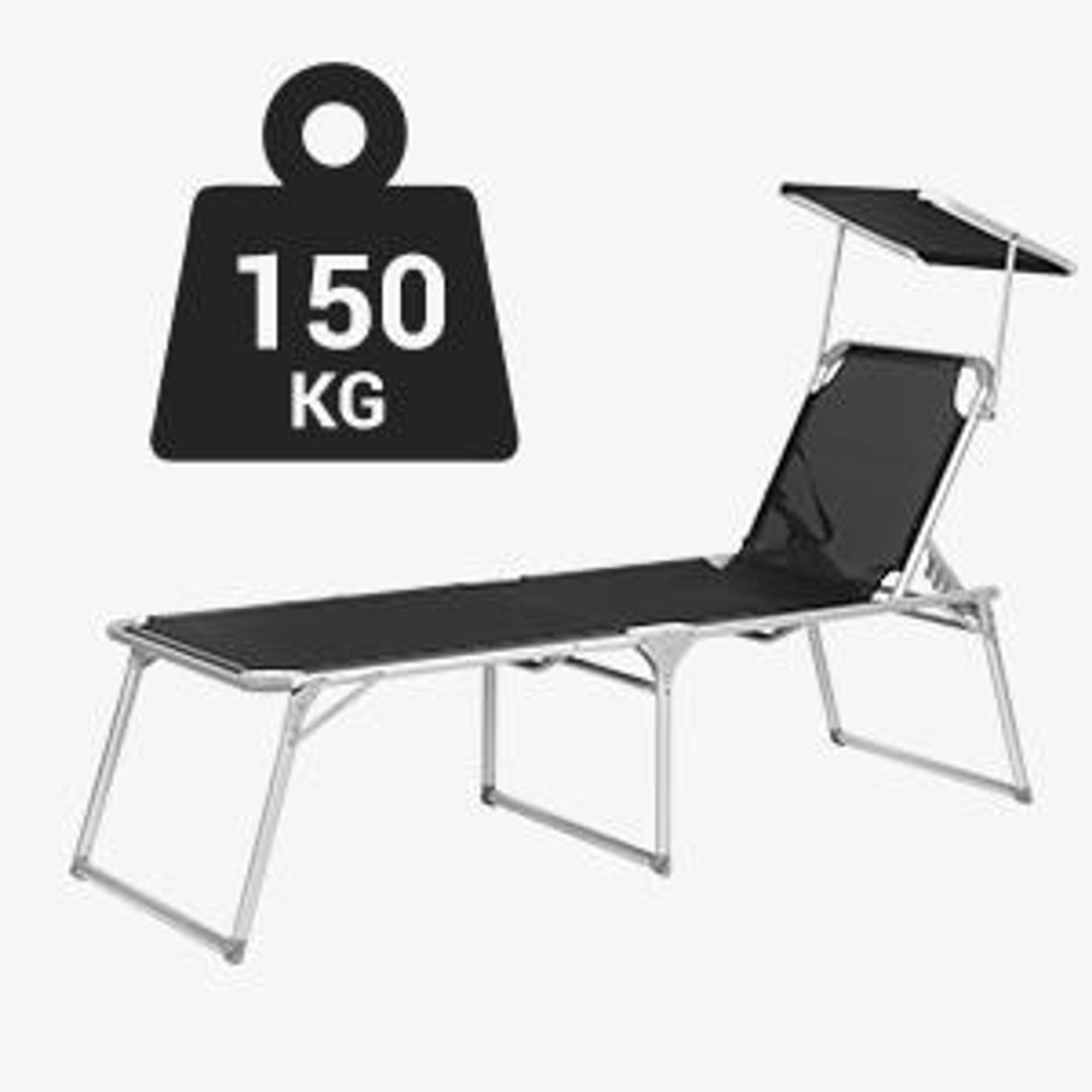 SONGMICS Gartenliege, Liegestuhl,Aluminium,groß,65x200x48cm,verstellbar schwarz