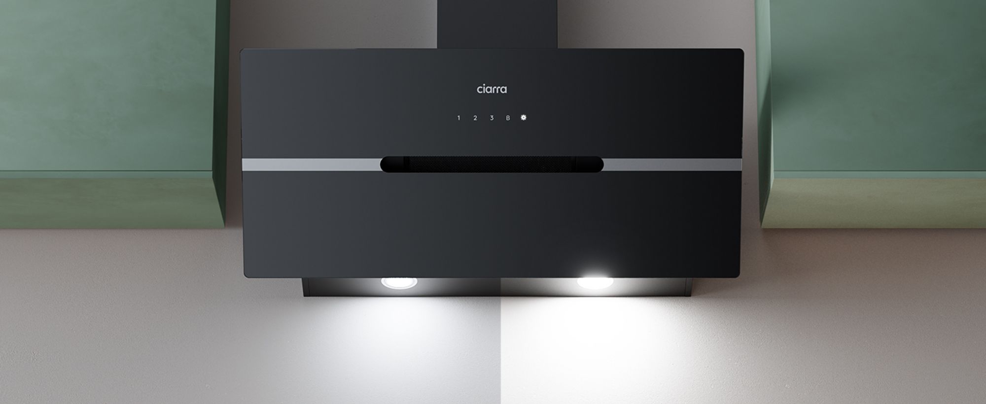 CIARRA Kopffreihaube A+++ 650 m³/h Dunstabzugshaube 90cm Inkl. BOOST WIFI-APP Touch Control VM9736FB