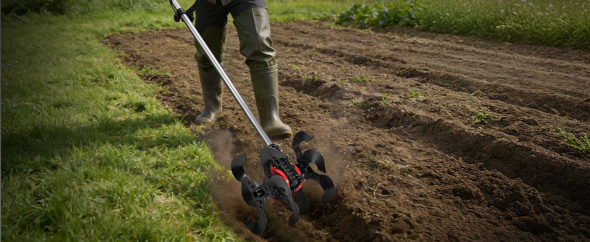Bodenlockerungsrad für Bodenhacke Freischneider 23×25 cm, 26mm×9-Slot, Manganklingen, für Rasentrimmer Handvertikutierer Motorhacke Motorsenser