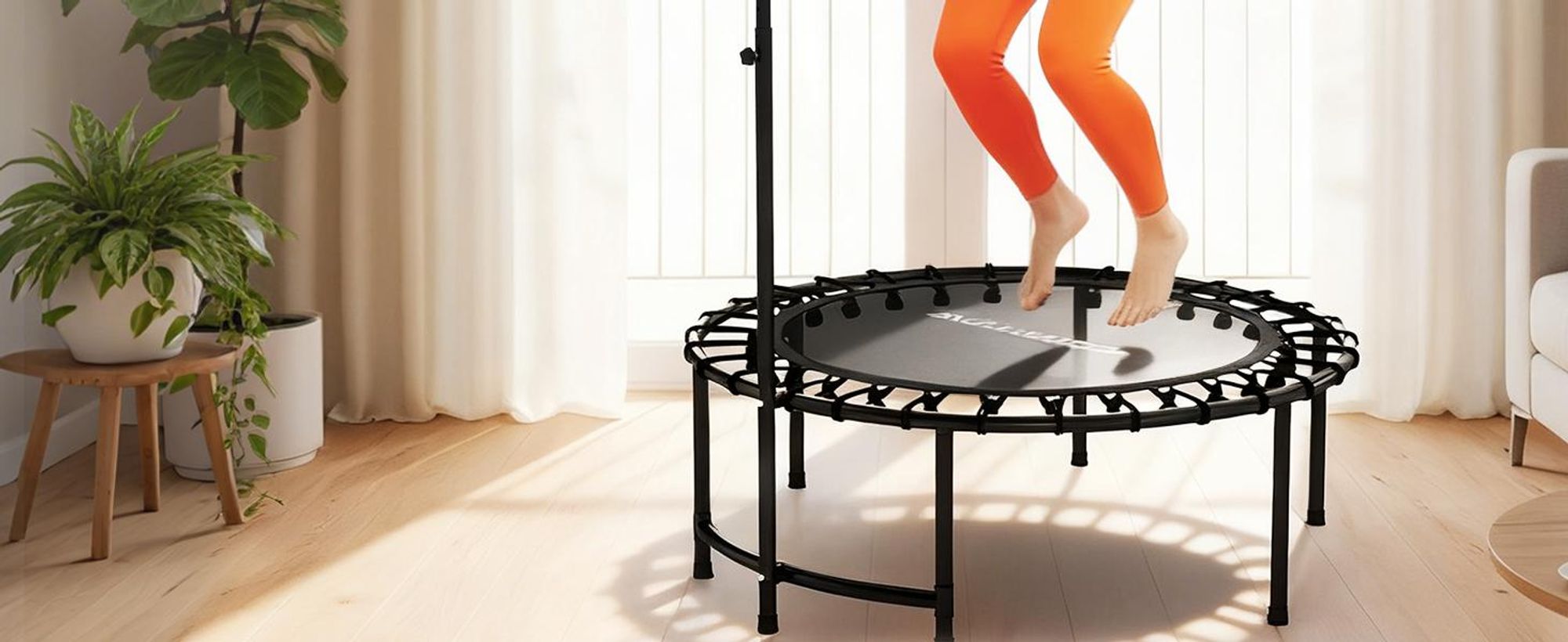 SPORTNOW Fitness Trampolin klappbar Ø102 cm Mini Trampoline mit Haltegriff