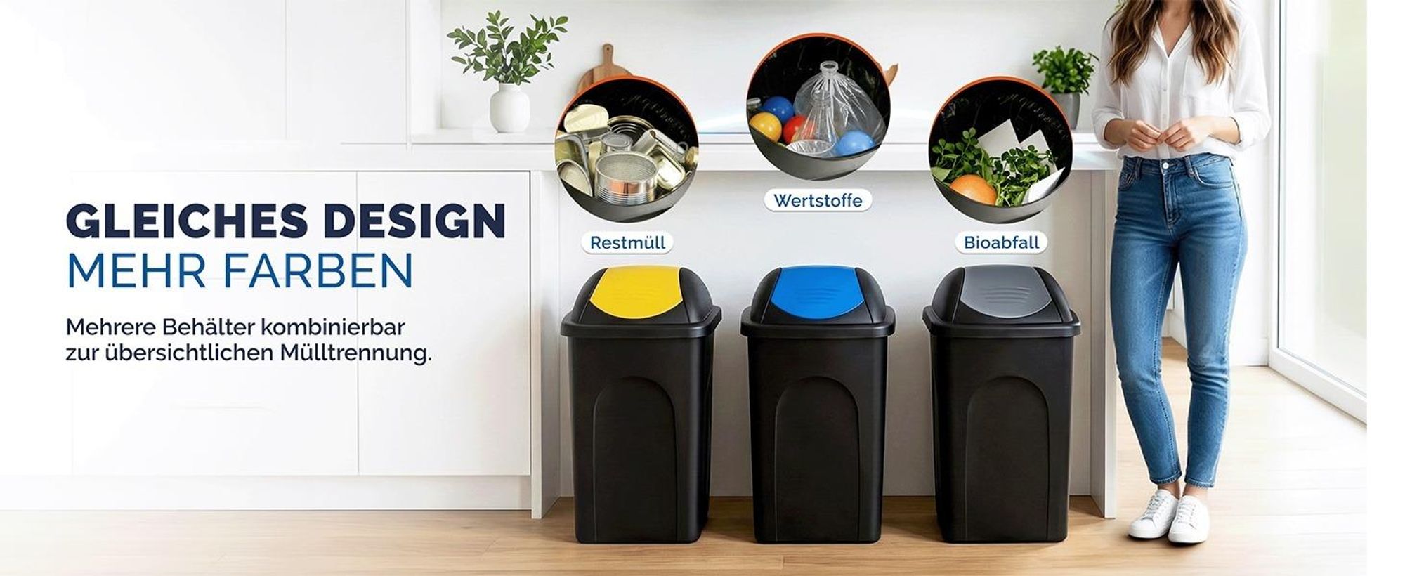 Stefanplast Mülleimer mit Schwingdeckel 60L