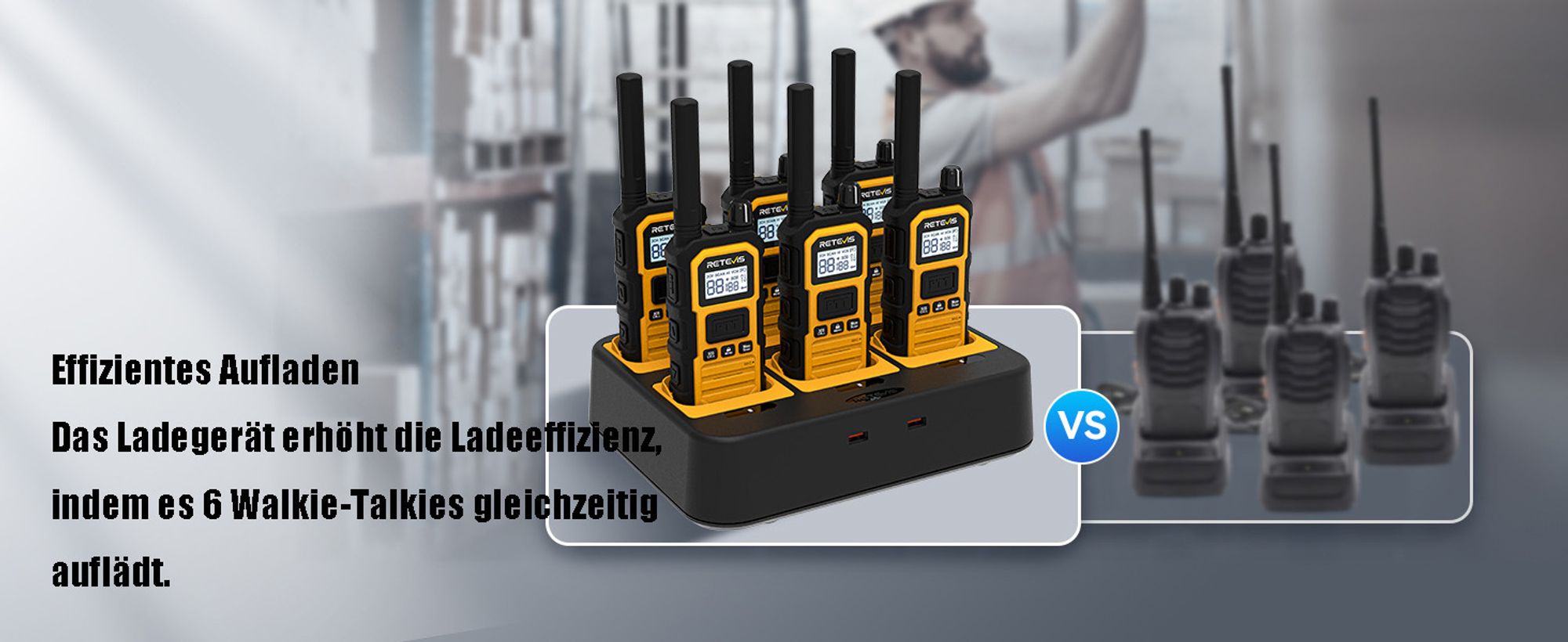 Retevis RB648 Plus Funkgeräte, Wasserdlich IP67, Walkie Talkies, Großer Reichweite, Robustes, Langlebiges, Gruppenruf, 2000mAh, Typ C, für Baustellen