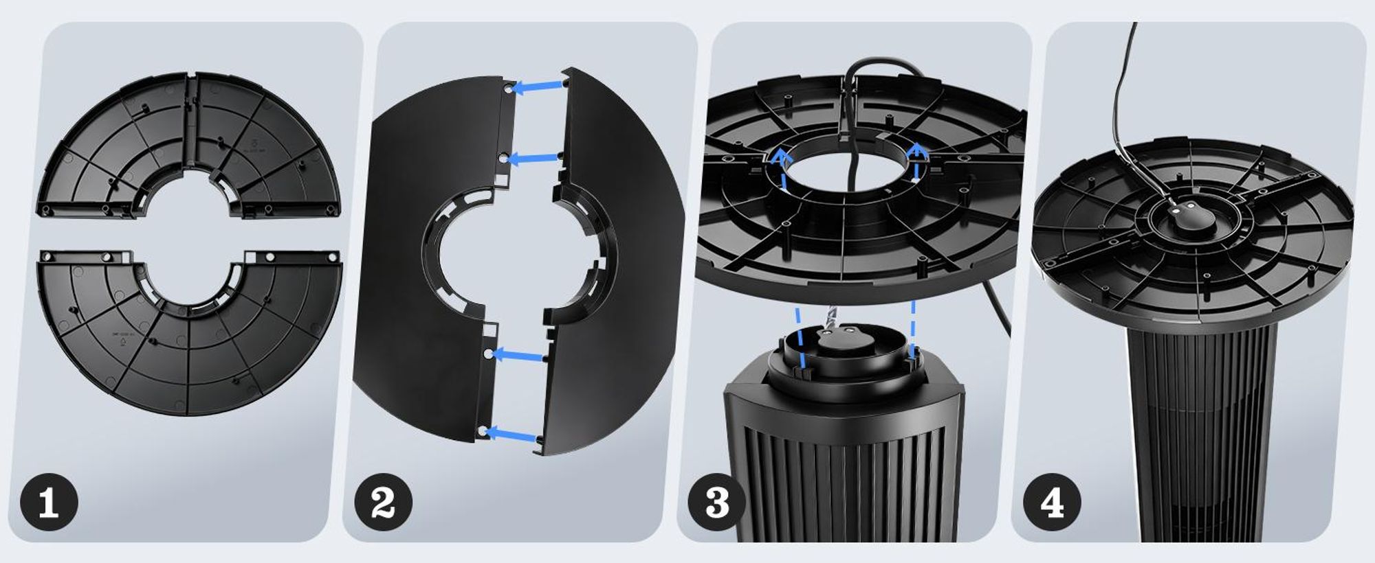 Aigostar - 45W Turmventilator mit Fernbedienung, 4 Modi, 3 Geschwindigkeiten, 12H Timer, 65 °Oszillation