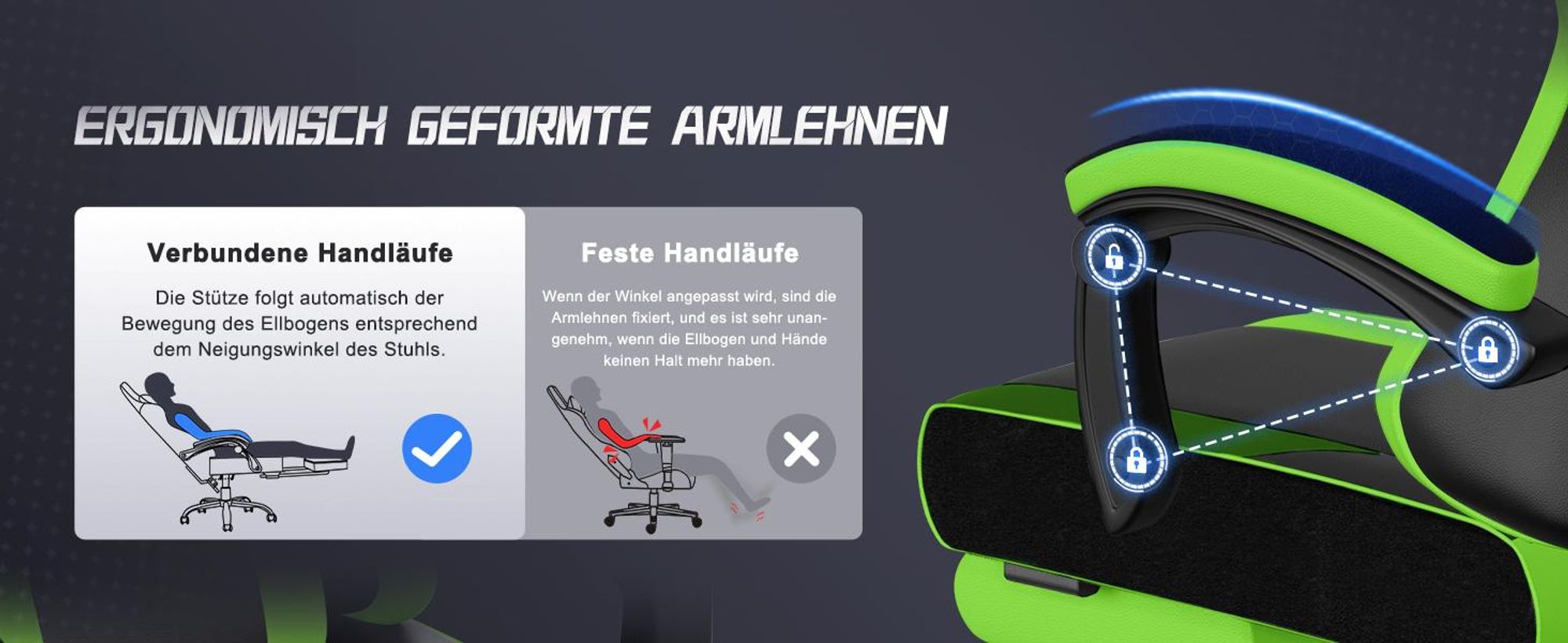 Adormii Gaming Stuhl, Ergonomischer Gaming Sessel, Schreibtischstuhl, Gamingstuhl mit Fußstütze, verstellbare Rückenlehne, Gaming stuhl 150 kg