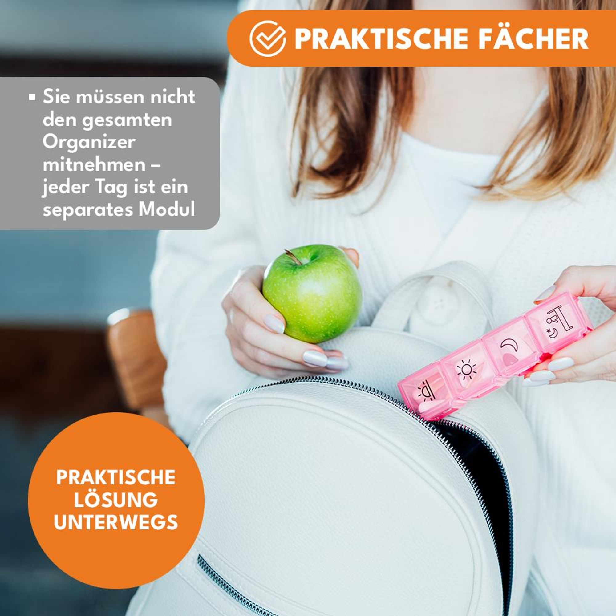 KRUMAD Tablettenbox 7 Tage mit 4 Fächern pro Tag, Medikamentenbox für morgens mittags abends, Pillendose Organizer für Medikamente und Vitamine