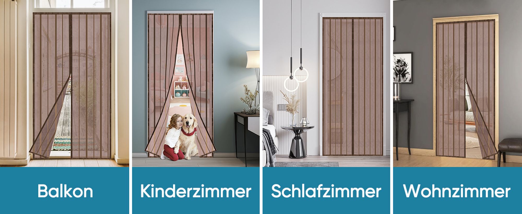Sekey 70 x 210cm Magnet Fliegengitter Tür Vorhang für Holz, Eisen, Aluminium Türen und Balkon. Einfache Installation Braun