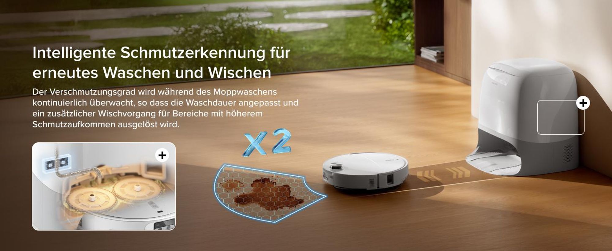 Roborock Qrevo Curv 2 Pro Staubsauger Roboter, 25.000 Pa Saugroboter mit Wischfunktion und Wischmopp-Hebefunktion, 100 °C Moppwäsche mit heißem Wasser