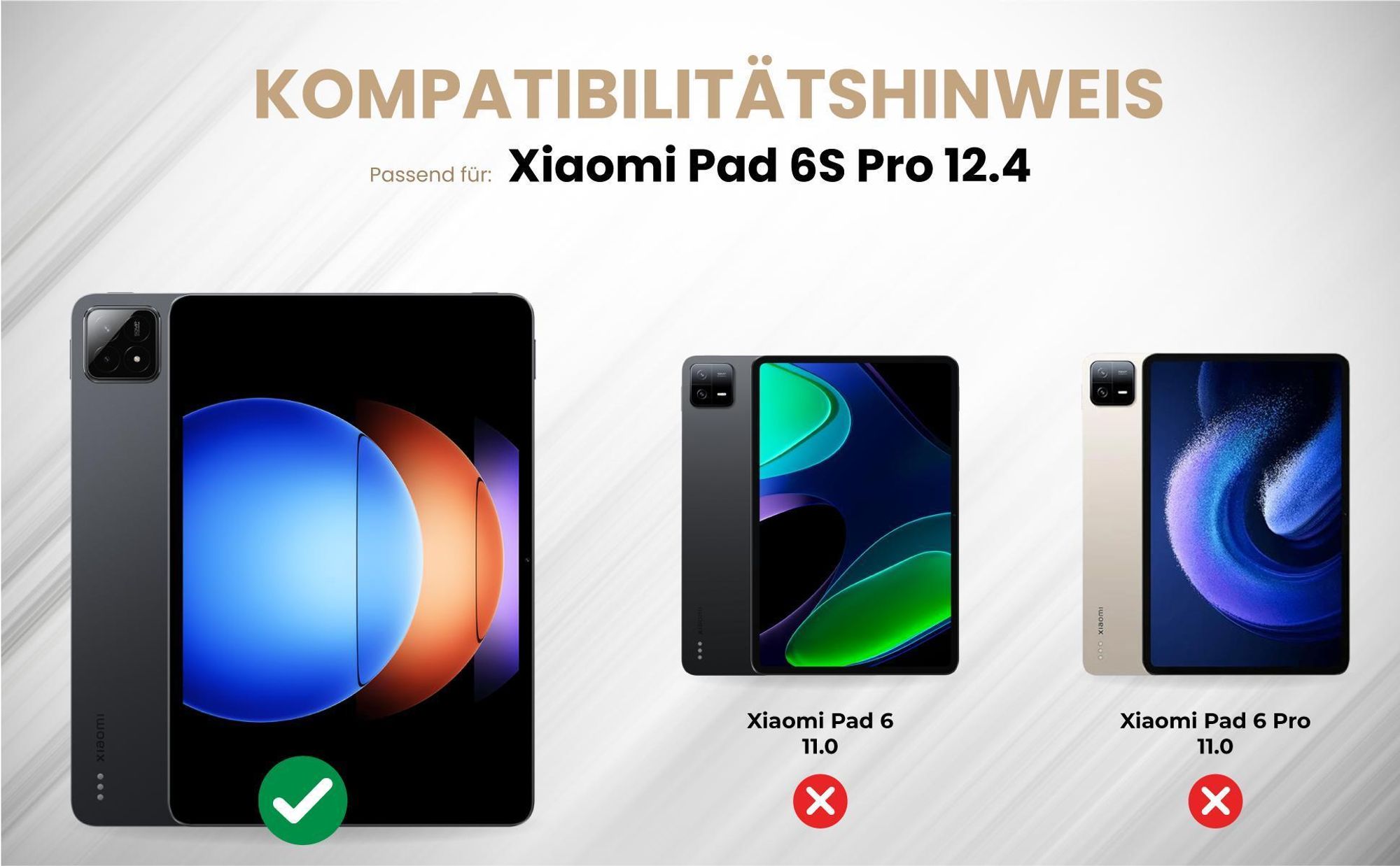 Kompatibilitätshinweise Tablet Cover für Xiaomi Pad 6S Pro 12.4