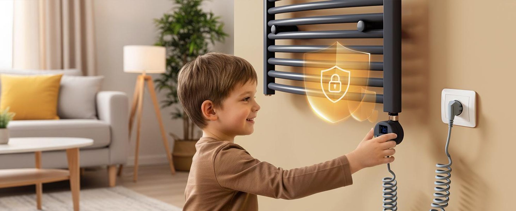 EMKE Heizstab 1200W mit Wifi App Steurung Timer Funktion, Anthrazit, 4 Heizmodi Childlock Google Home Sprachsteuerung für Badheizkörper