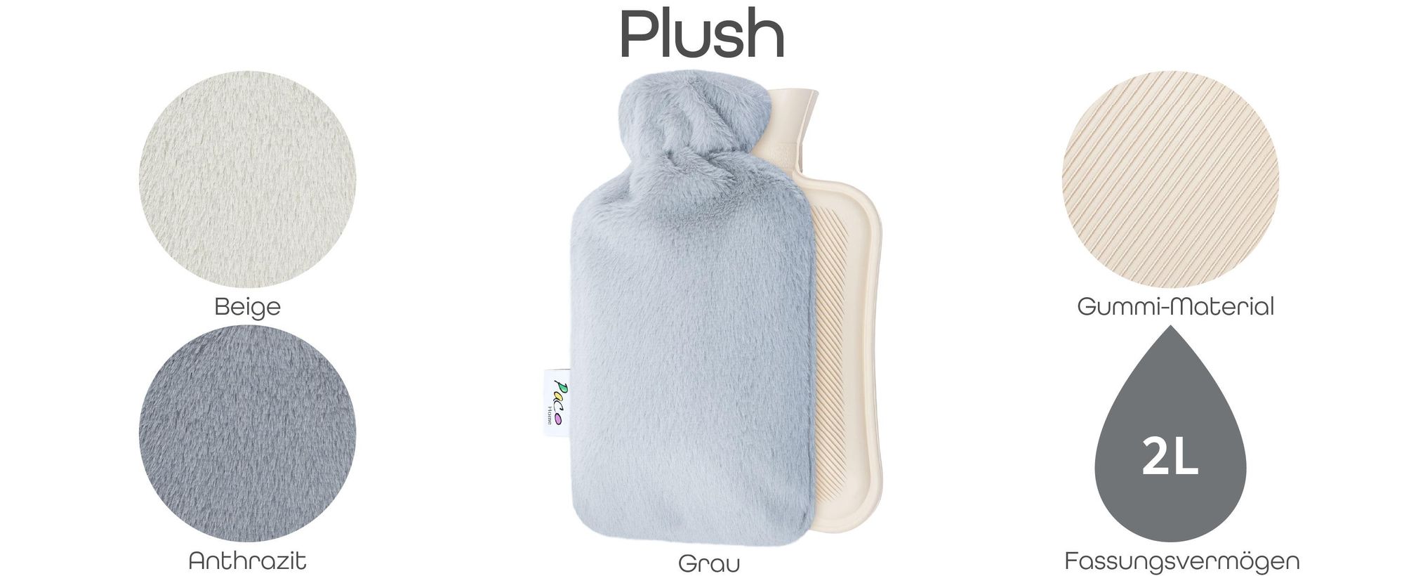 Wärmflasche Bezug Fleece Groß 2L Bettflasche Strickbezug Kinder Erwachsene Weich 2 Liter