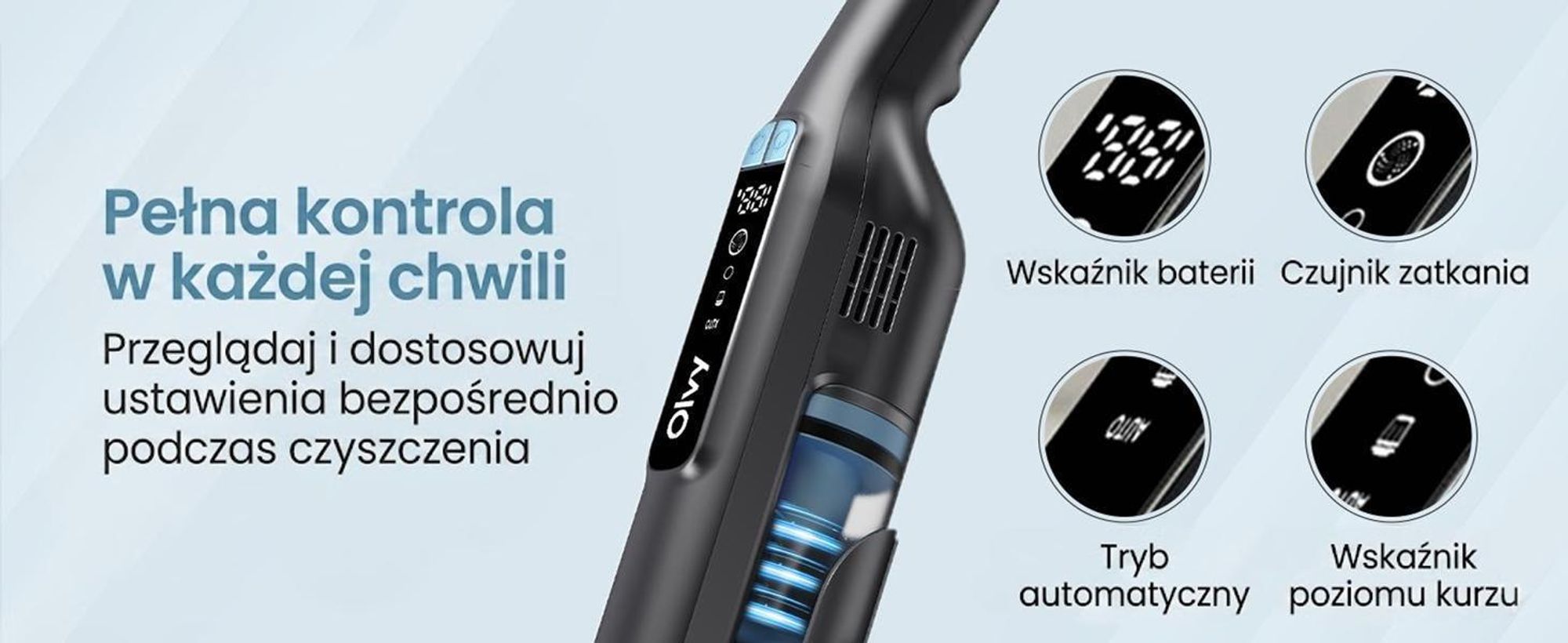 Odkurzacz ręczny Olvy z akumulatorem – wyświetlacz LCD – podwójny filtr i akumulator litowo-jonowy – w zestawie stacja ładująca – 22 000 PA – odkurzacz ręczny, odkurzacz samochodowy, mocny odkurzacz akumulatorowy, bezprzewodowy