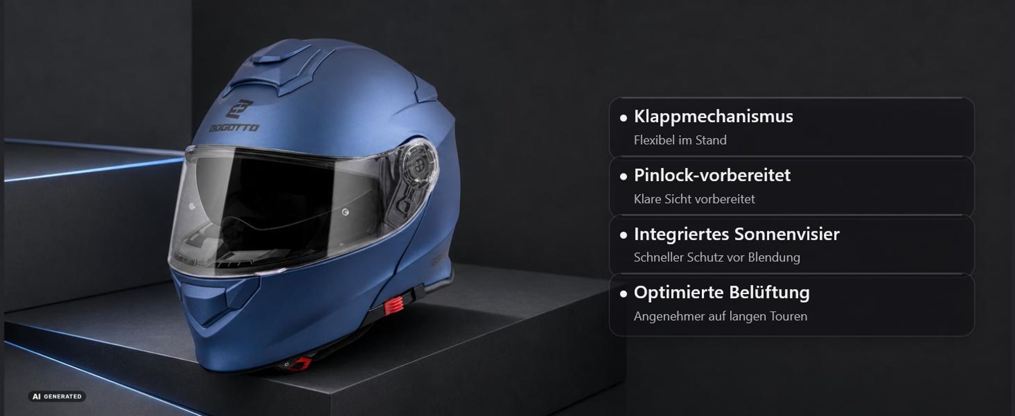 Bogotto H271 Klapphelm, blau matt, M (57/58)