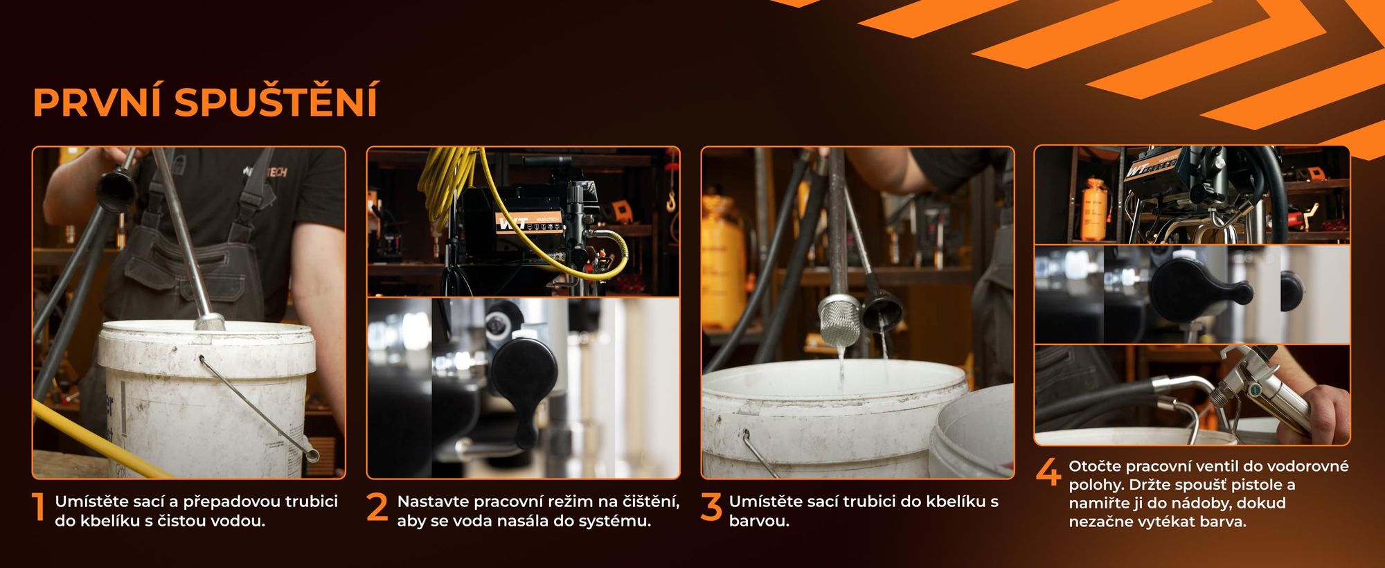 Stříkací zařízení WABROTECH WT40H Airless 3000W / 4 l/min s transportními koly, stříkací stroj