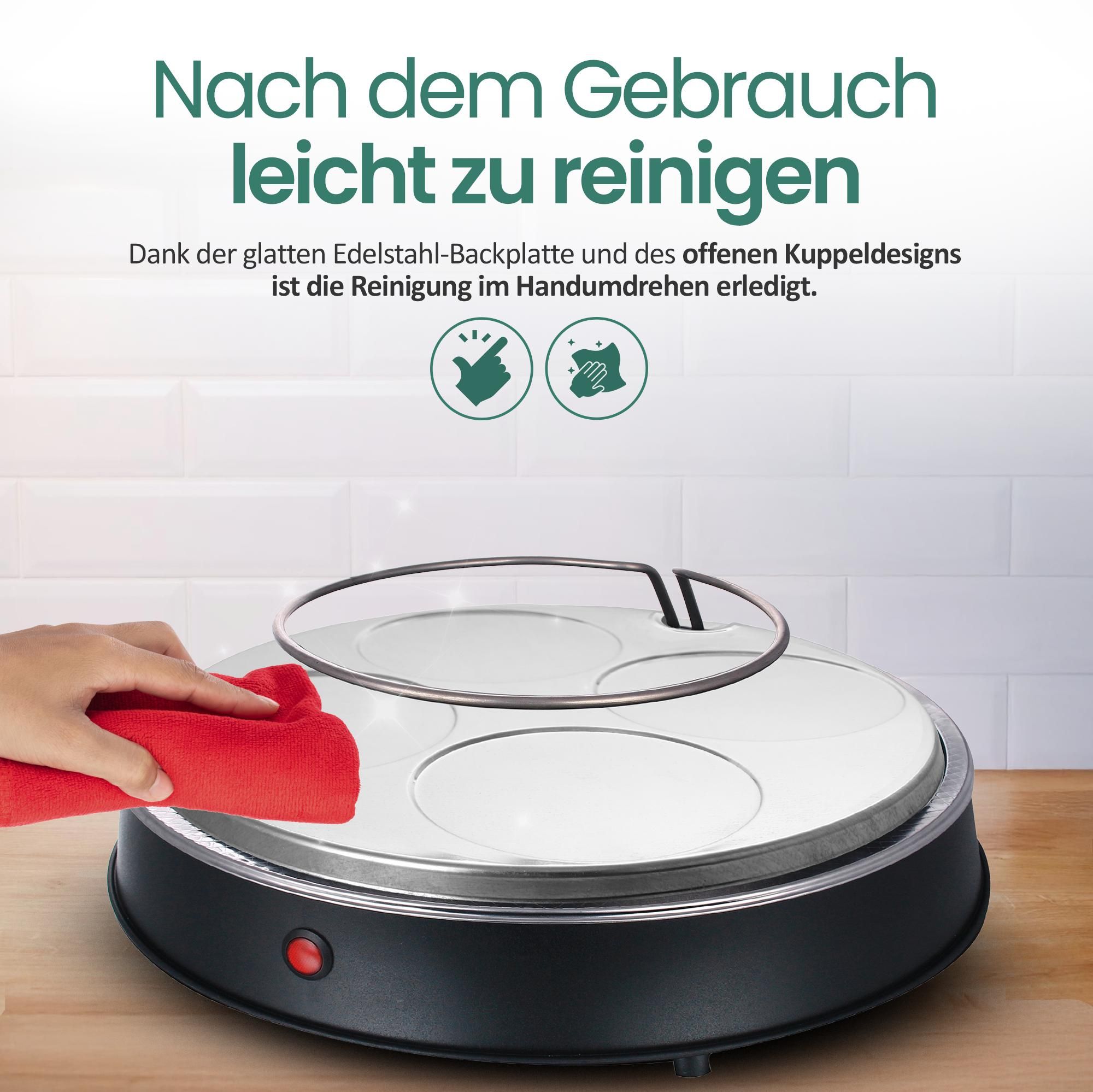 Emerio Pizzarette Original – Pizzaofen für 4 Personen – Pre-Bake-Funktion – handgefertigte Terrakotta-Kuppel – PO-115847.1 – 1000 W