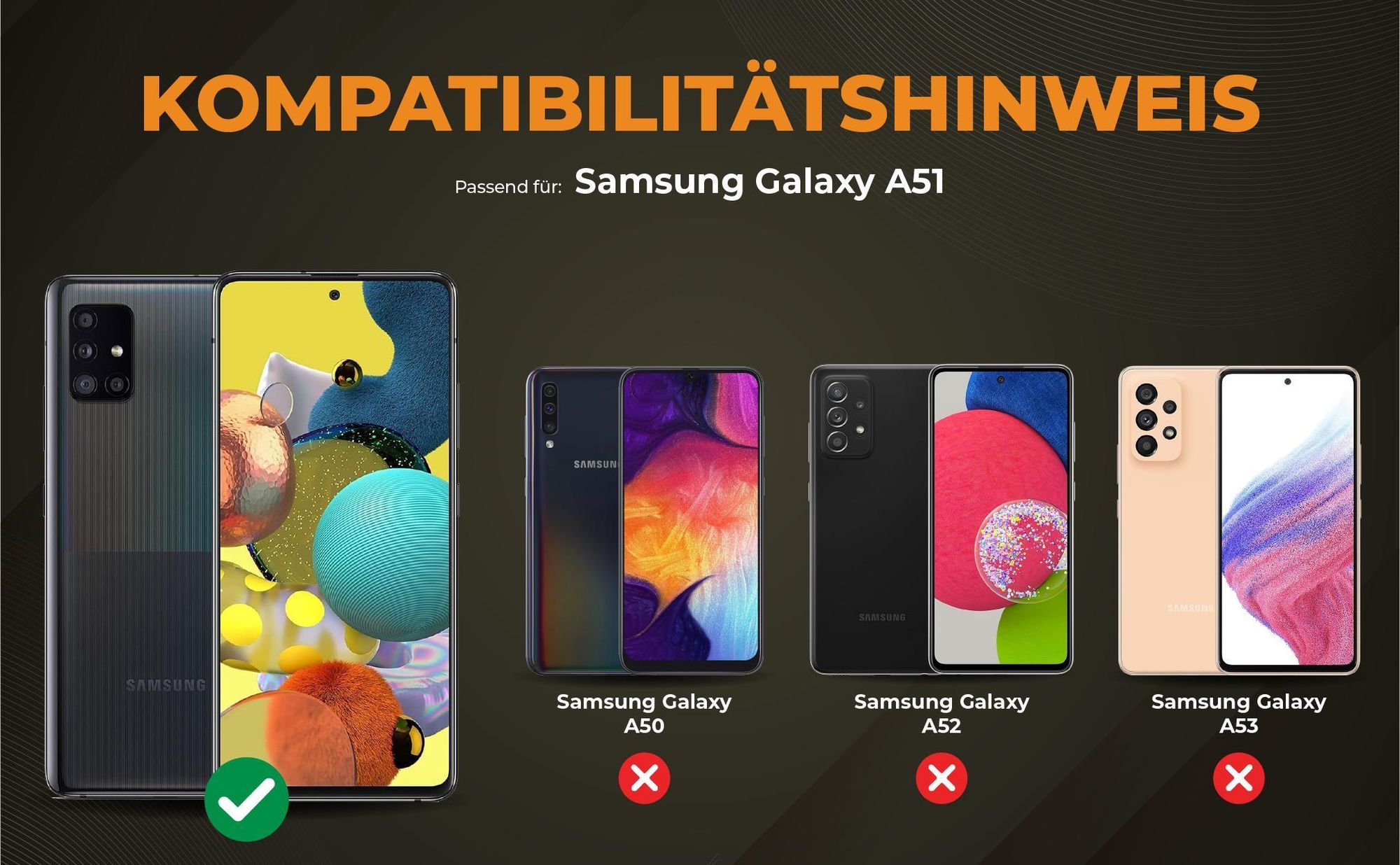 Kompatibilitätshinweise Hülle für Samsung Galaxy A51