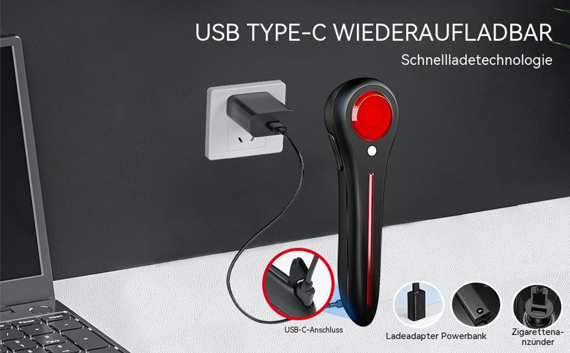 Smartes Fahrradrücklicht mit Bremslicht und Lichtsensor, LED Fahrrad Rücklicht Hinten USB-C Aufladbar, IP64 Wasserdicht für MTB, Rennrad, Helm