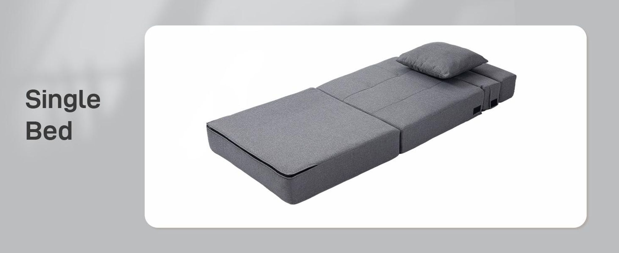 HOMCOM Fotel rozkładany, sofa rozkładana, sofa jednoosobowa z poduszką nadającą się do prania, kolor szary