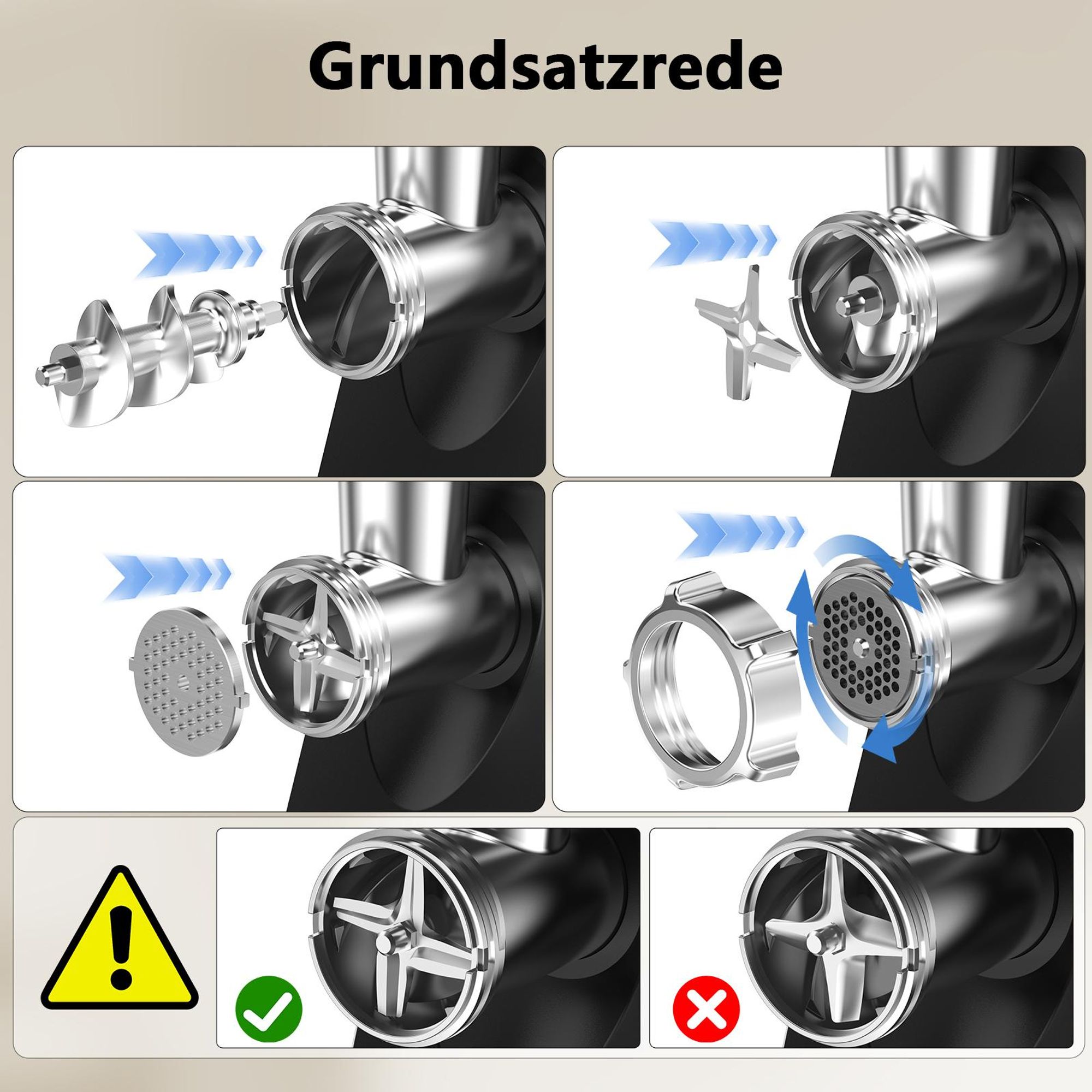 Juissiart MG4150R Elektrischer Fleischwolf - 300W Leistung 1.2KG/Min Fleischausbeute Klingenmaterial 420 pulvermetallurgischer Stahl - Schwarz