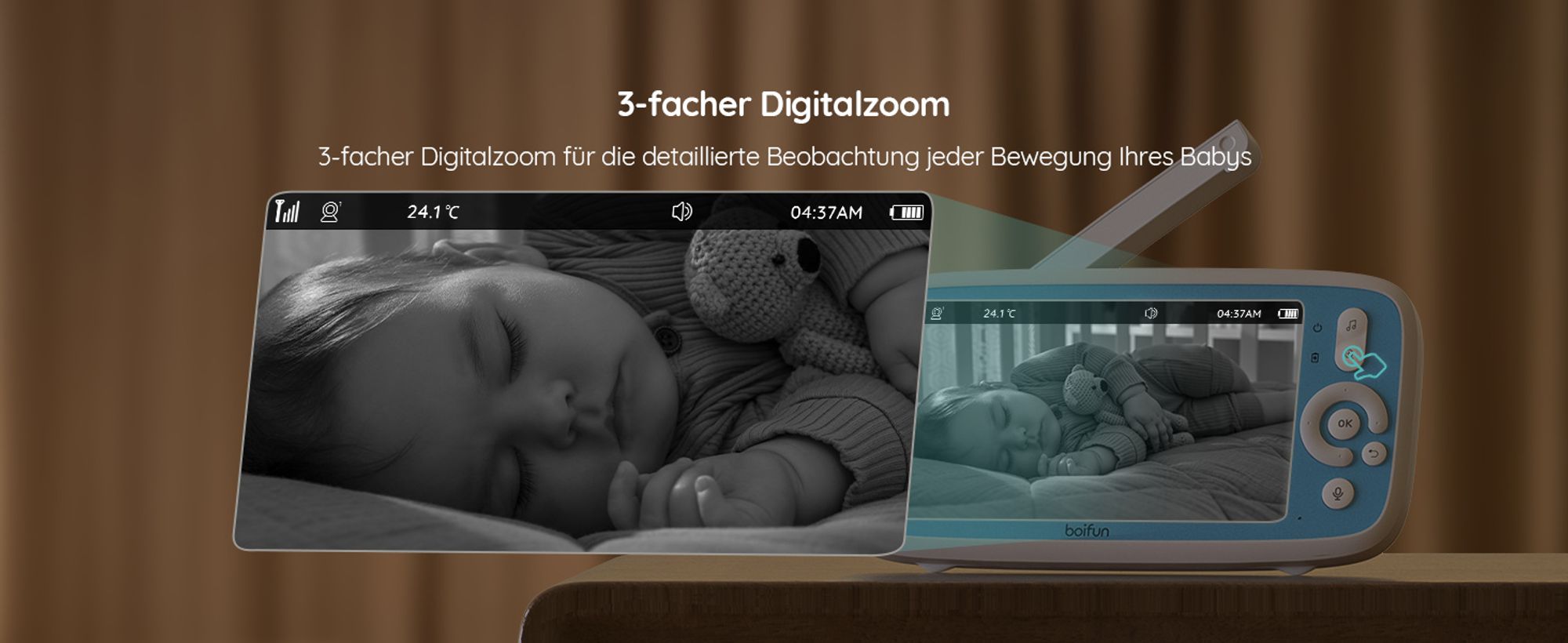 BOIFUN Babyphone mit Kamera ohne WLAN,Automatische Nachtsicht Babyfon , 5 Zoll 720P IPS Bildschirm VOX
