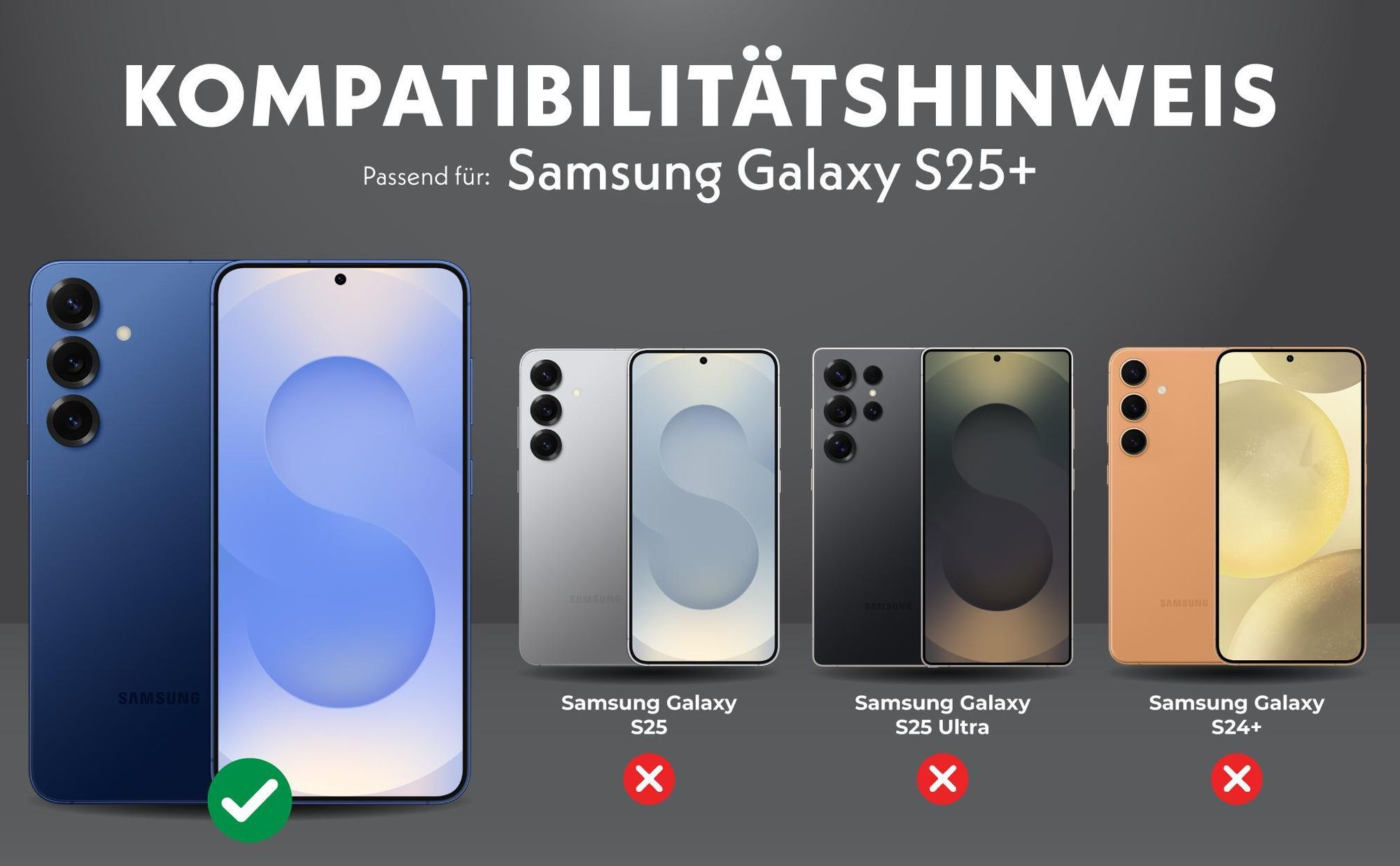Kompatibilitätshinweise Linsenprotektoren für Samsung Galaxy S25+