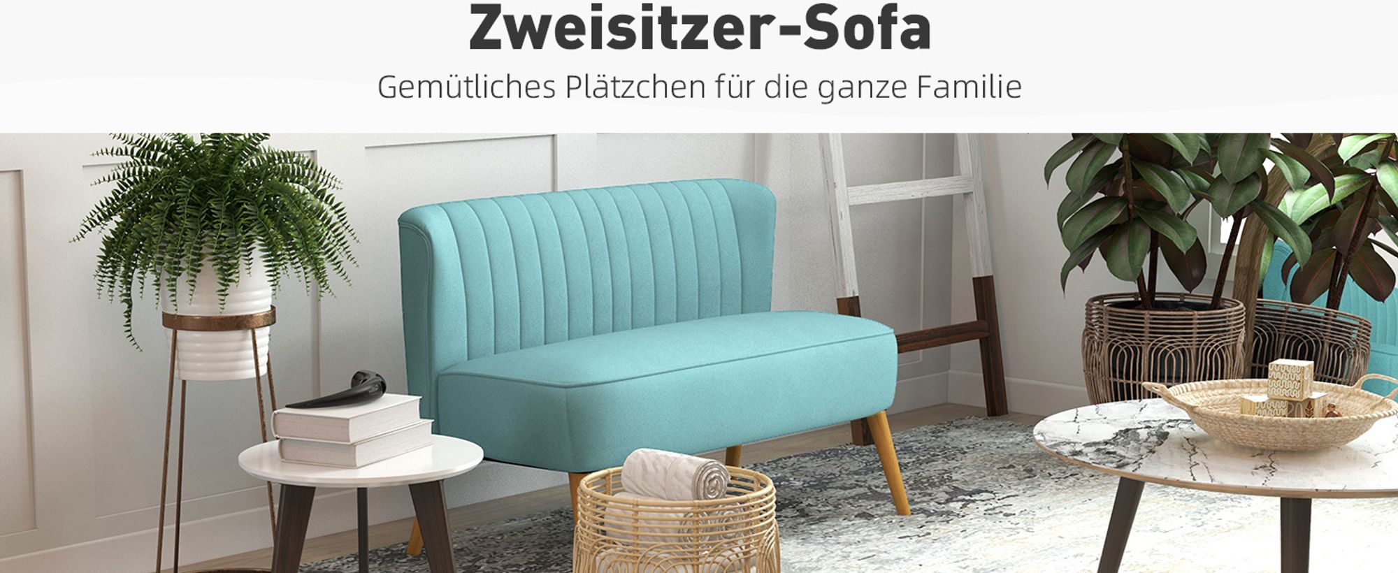 HOMCOM 2-Sitzer Stoffsofa Polstersofa Doppelsofa Sitzmöbel Loungesofa Holz Samtartiges Polyster Schaumstoff Grün 117 x 56,5 x 77 cm
