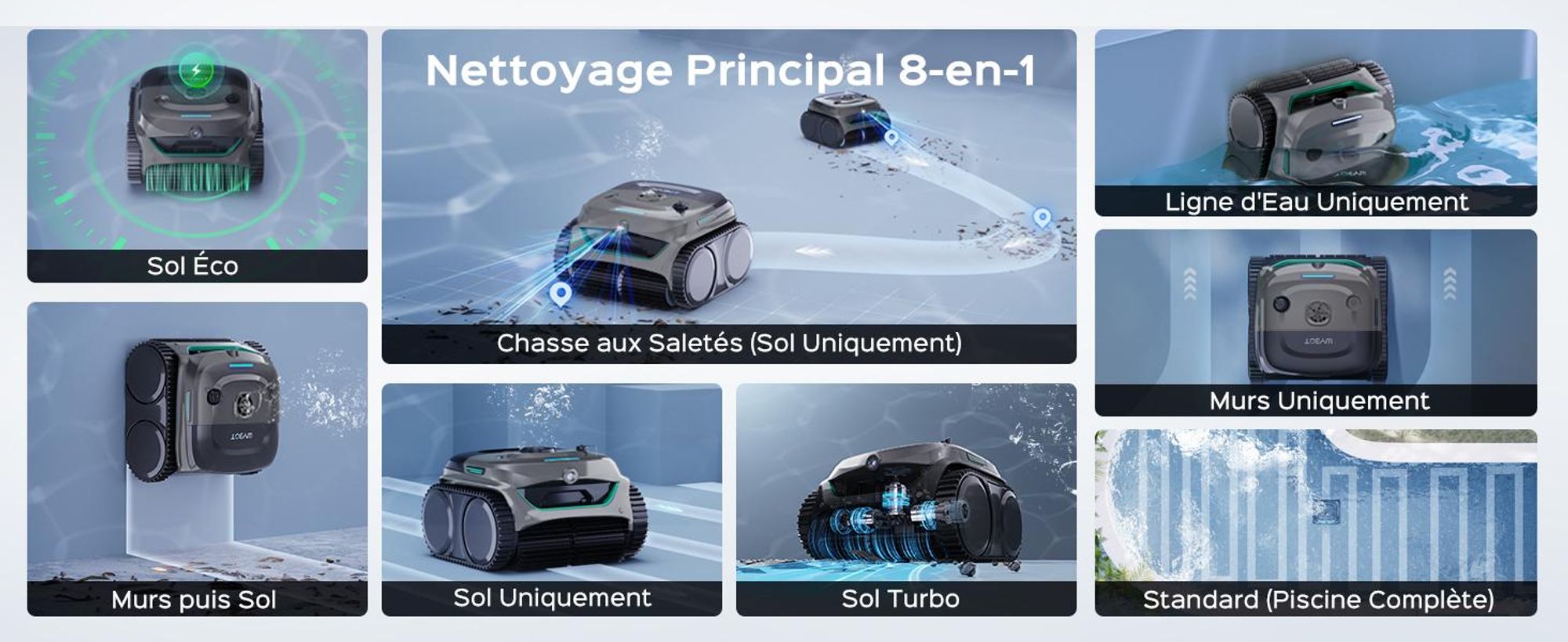 Robot de piscine sans fil WYBOT C2 Vision - Smart Vision Nav, autonomie de 180 minutes,via application, IPX8