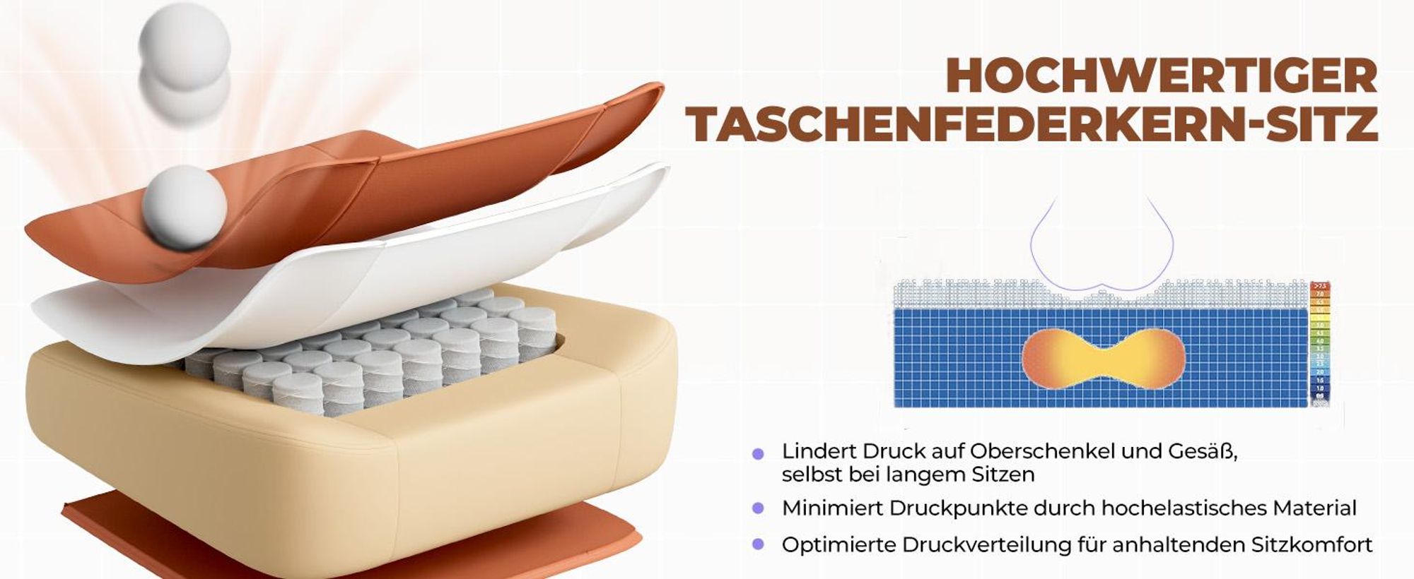 GTPLAYER Gaming Stuhl Ergonomischer Gaming Sessel Schreibtischstuhl Bürostuhl mit Stoffoberfläche Federsitzkissen, Verbindungsarmlehnen, mit Fußstütze