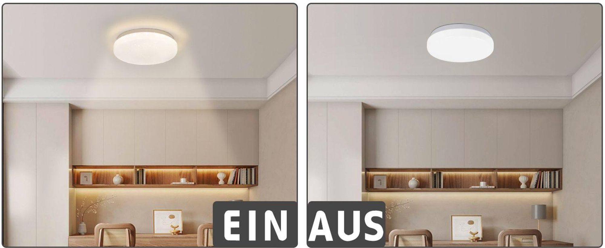ZMH Plafonnier LED Ciel étoilé Petit plafonnier rond 15W 3000K 21cm Blanc chaud Moderne pour chambre à coucher Cage d'escalier Cuisine Salon Bureau Couloir