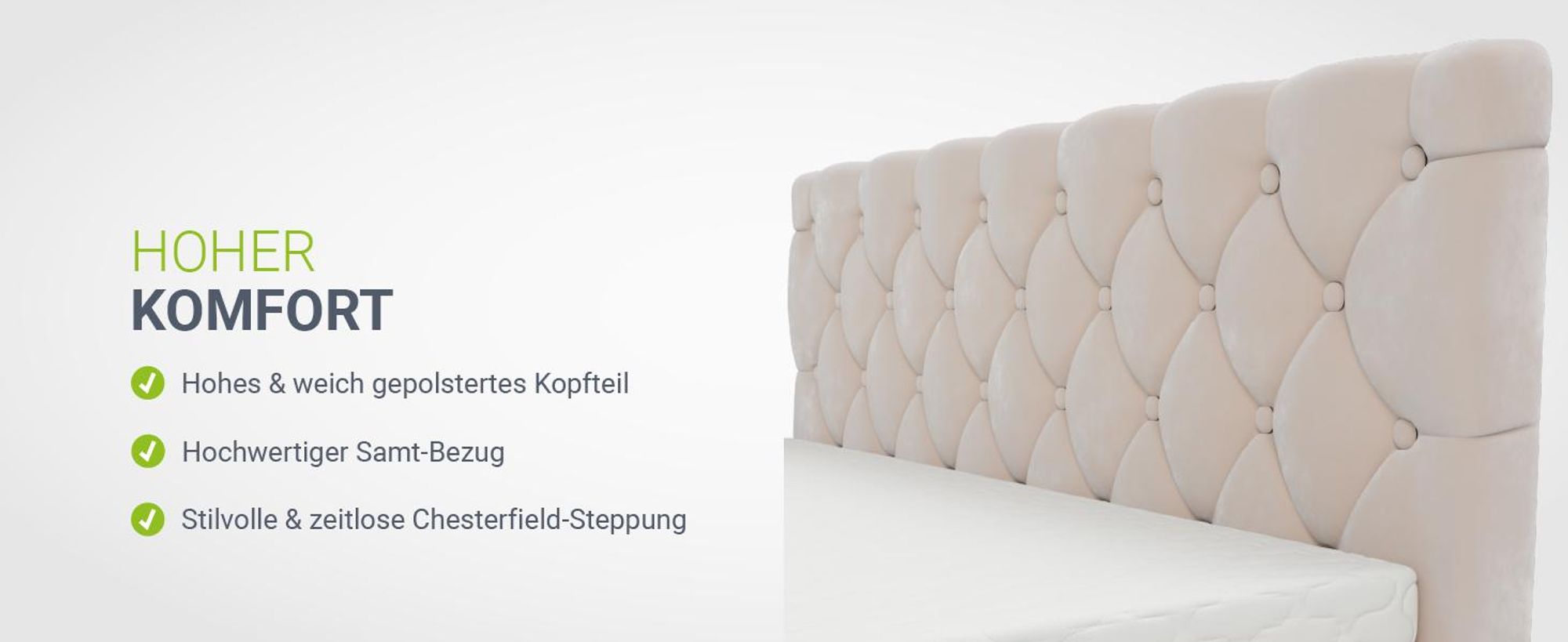 Juskys Polsterbett Nizza 140x200 cm Beige - Bettgestell mit Lattenrost, Stauraum & LED Beleuchtung - Bett mit Samtbezug & Chesterfield-Steppung