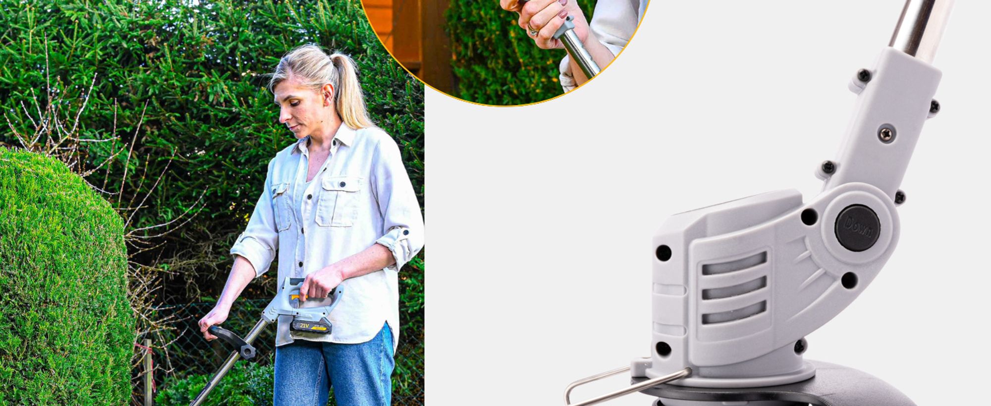 BESTEN Akku-Trimmer, Rasentrimmer, Elektro-Freischneider Gras-Freischneider + Faden, 2x Akku 3.0