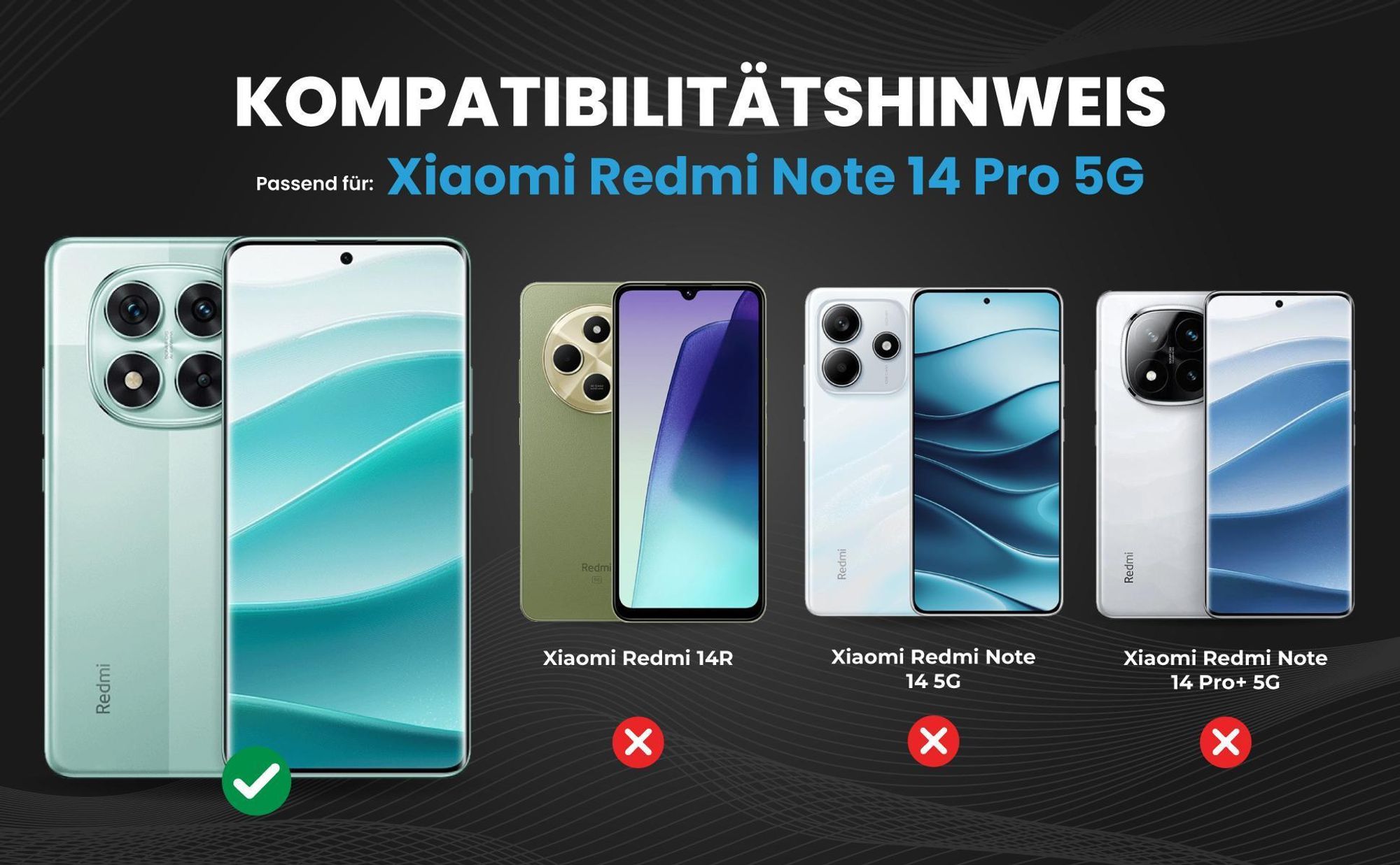 Kompatibilitätshinweise Hülle für Xiaomi Redmi Note 14 Pro 5G