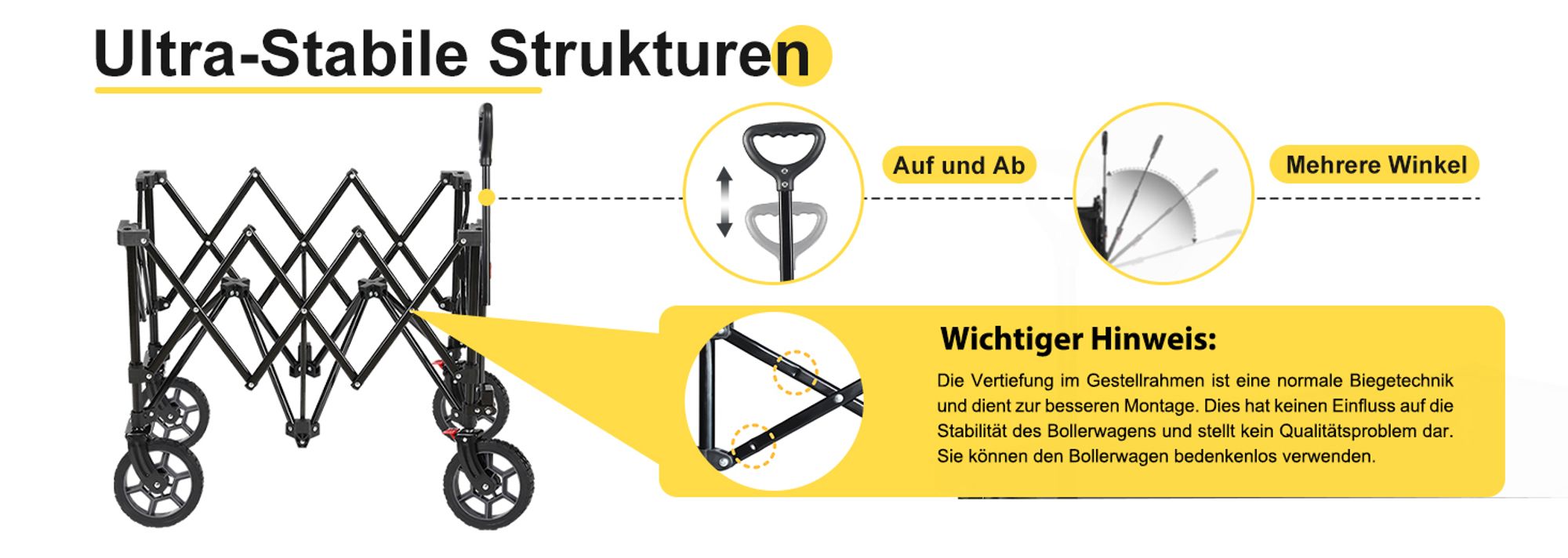 Sekey XXL 200KG Belastbar Bollerwagen Faltbar mit Spanngurte, 17x4 cm Reifen, Olivgrün