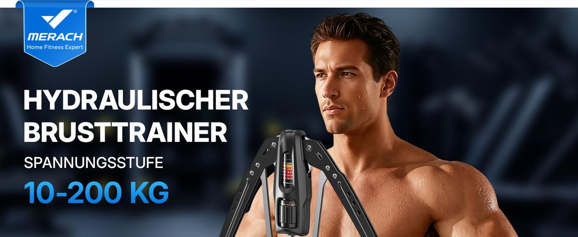 Arm-Power Twister, Hydraulischer Armtrainer 10-200 kg mit Wiederholungszähler, Krafttrainer für Zuhause, Grifftrainer, Muskeln Fitnessgeräte Merach