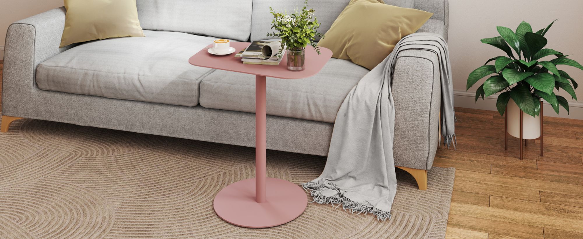 FLEXISPOT Beistelltisch für Sofa, Schlafzimmer, Wohnzimmer, Büro, Beistelltisch, Nachttisch, Couchtisch für kleine Räume, Stahl, 50x38x65cm, Blau