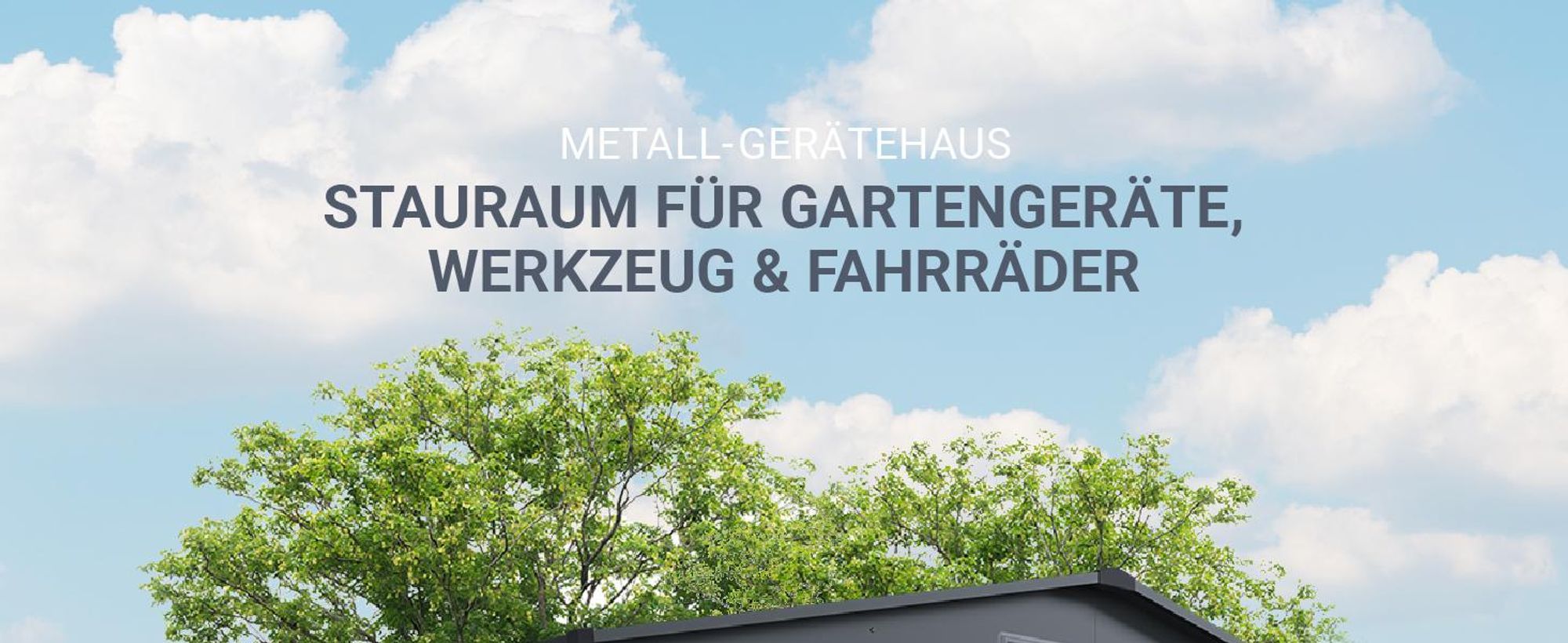 Juskys Metall Geräteschuppen XL – Dunkelgrau, wetterfest mit Fundamentrahmen, Schiebetür & abschließbar