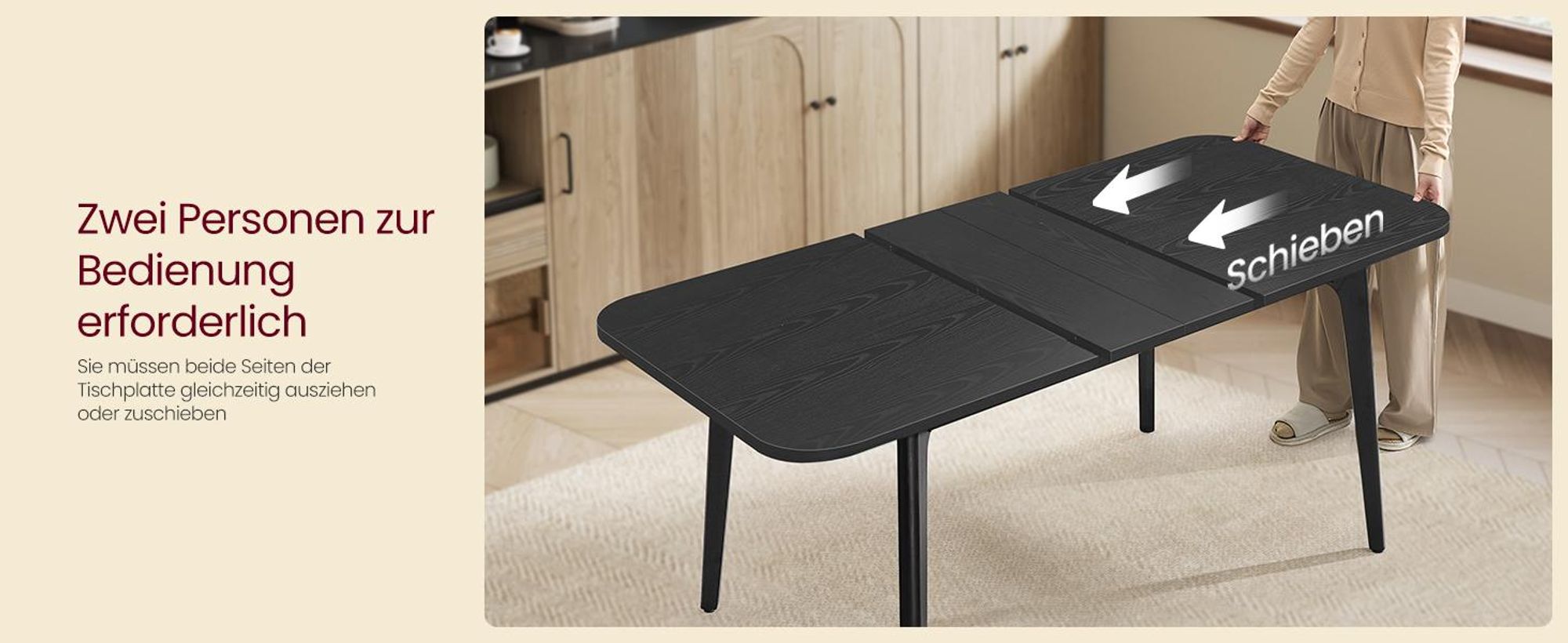 VASAGLE Essgruppe, 1 Küchentisch mit 4 Stühlen, Esszimmer-Set, Schwarz