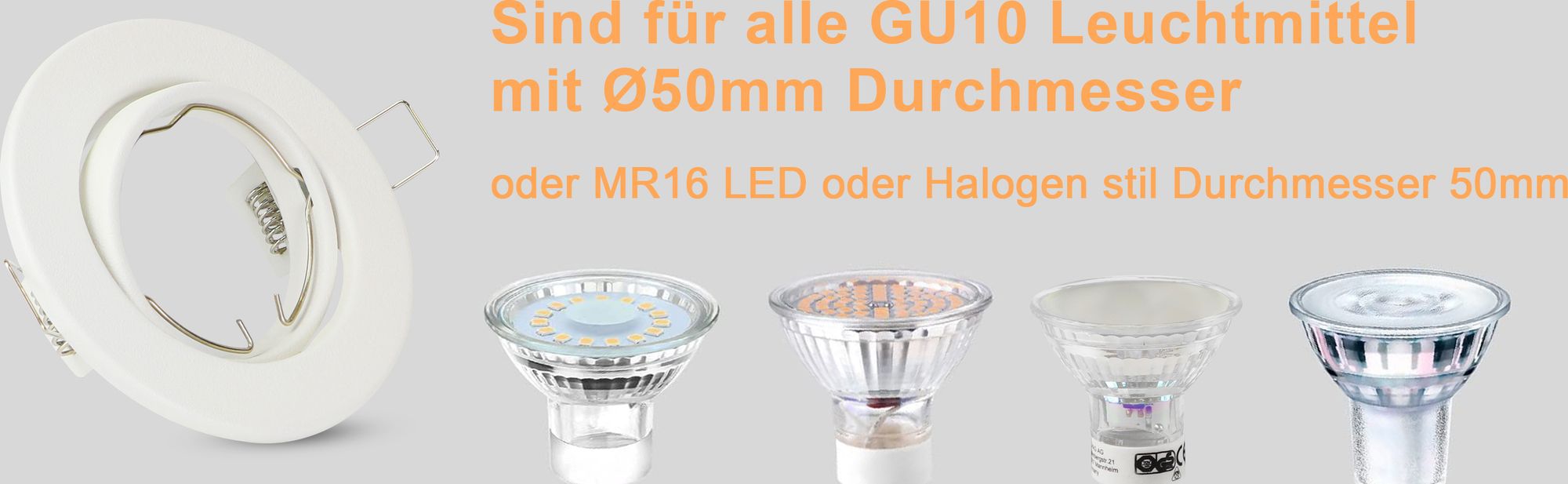 ZMH 6ER Set Einbaurahmen Weiß GU10 Einbaustrahler Rahmen mit Sockel Lochdurchmesser 50mm Einbauspots Schwenkbar 30°Spot für LED Leuchtmittel Halogen