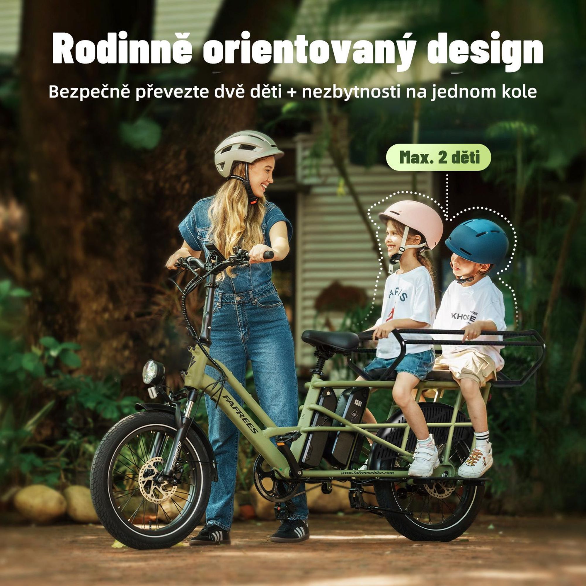 Dvojité detské sedlo FAFREES FF20 CUV pre e-bike 24AH, 0-12 rokov nosnosť 100kg rám antikorózna oceľ -čierna