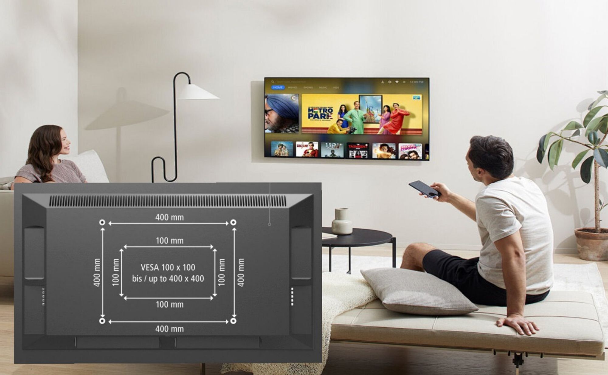 FCH TMX400 TV Wandhalterung Neigbar max.VESA 400x400mm für 26-55zoll TV/Monitor mit Wasserwaage, Schwarz
