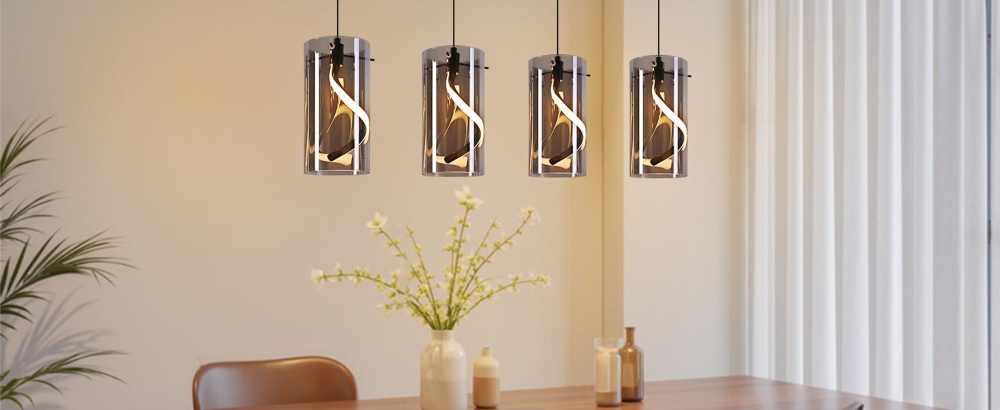 ZMH LED Pendelleuchte Esstisch Hängelampe aus Glas 1-flammig 11W Retro rauchgrau 3000K Warmweiß für Flur & Esstisch