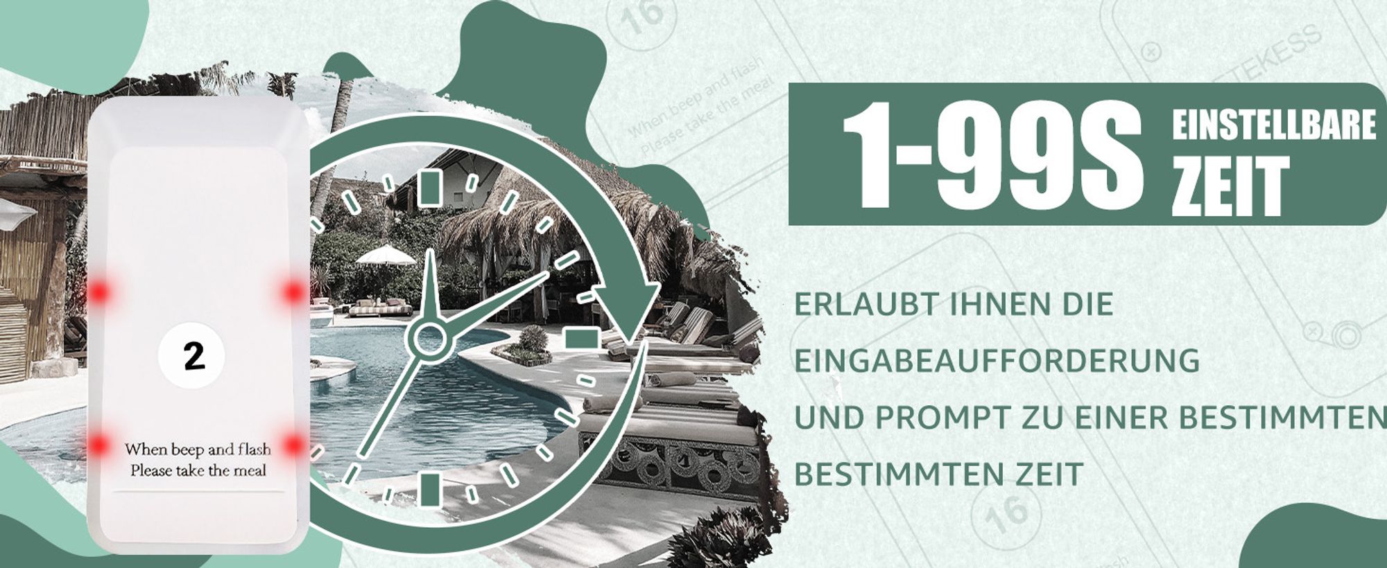 Retekess TD157 Restaurant Pager System, 16 Pager 998 Kanäle für Krankenhaus Restaurant Bar, Kundenrufsystem mit 2 Anrufmodus + Ferngespräch（Weiß）