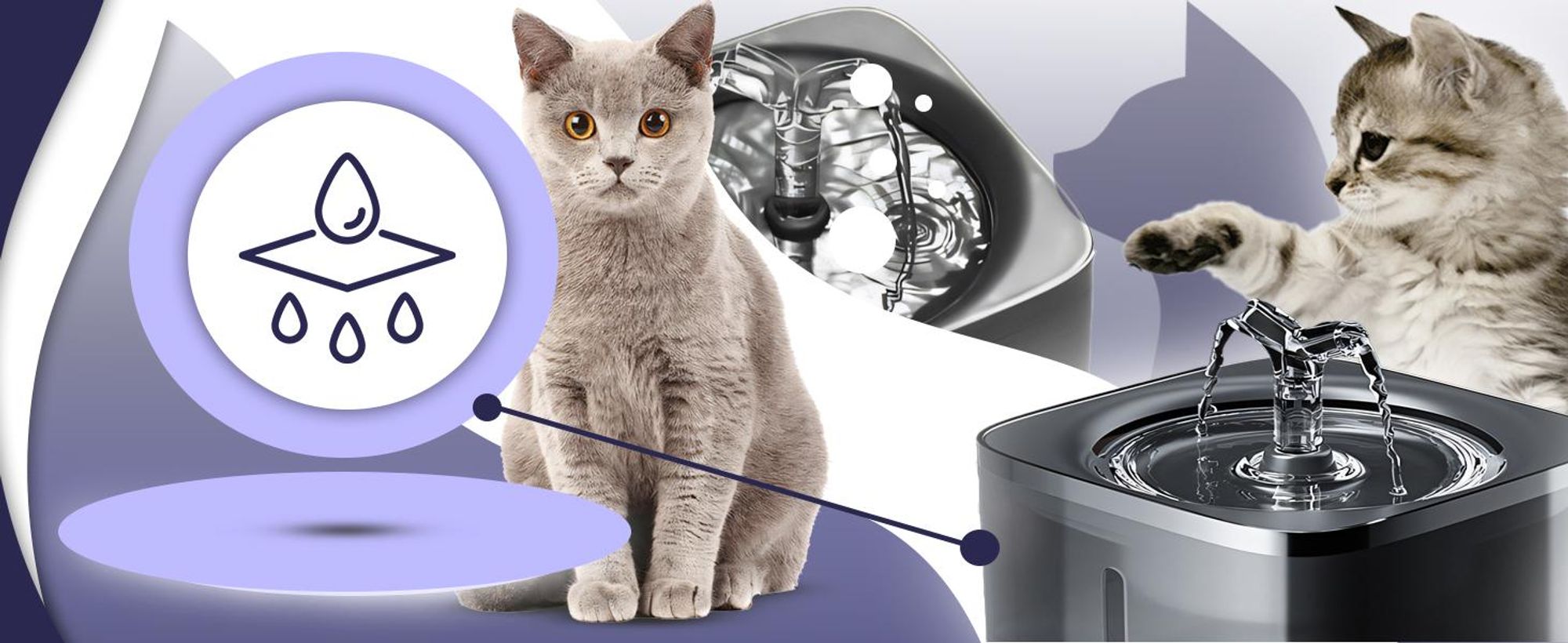 Automatischer Trinkbrunnen für Katzen und Hunde 2 L mit Kohlefilter und Bewegungssensor Wasserspender Katzenbrunnen Wasserbrunnen Trinknapf, Retoo
